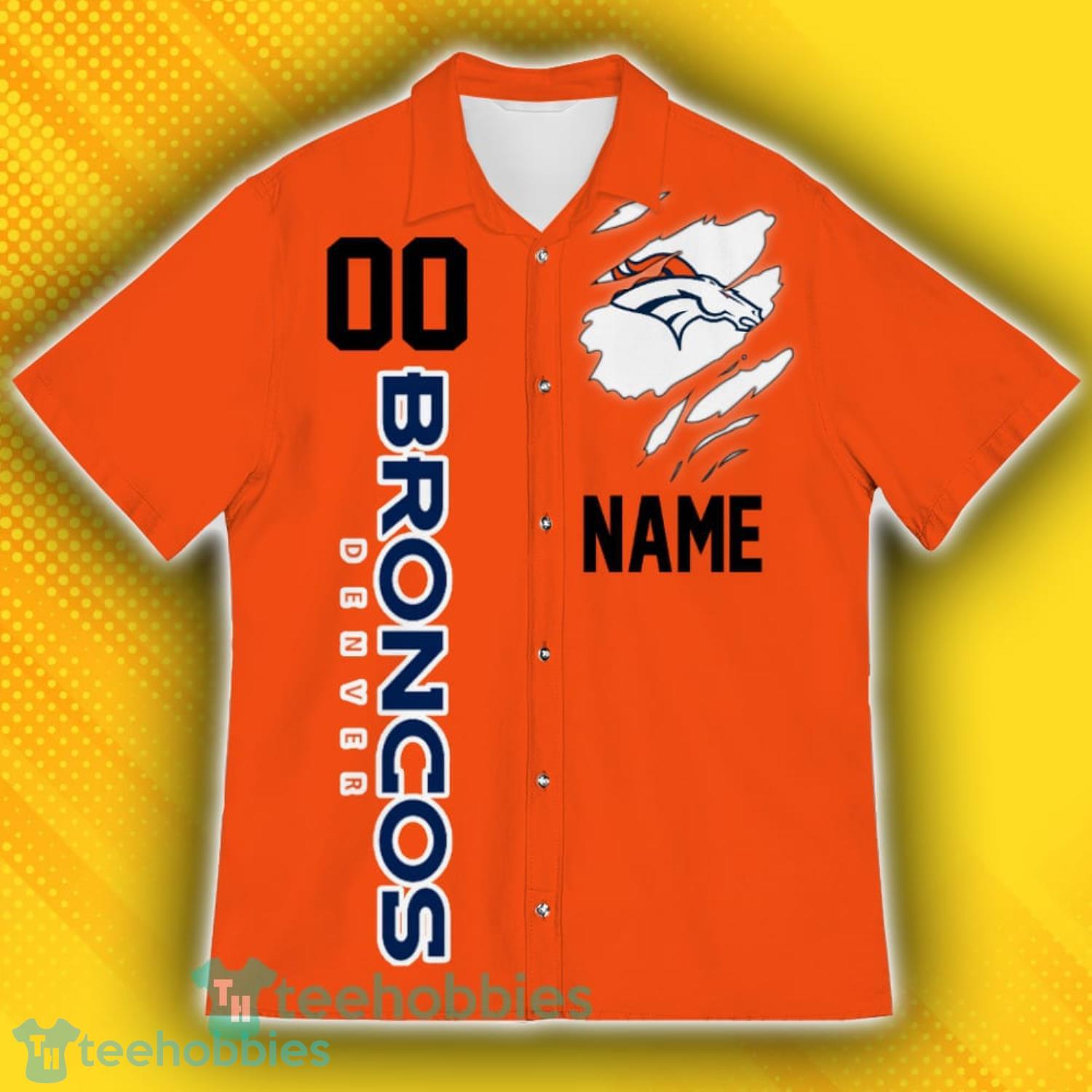 Denver Broncos Sports Custom Name And Number American Hawaiian Shirt For Fans Product Photo 2