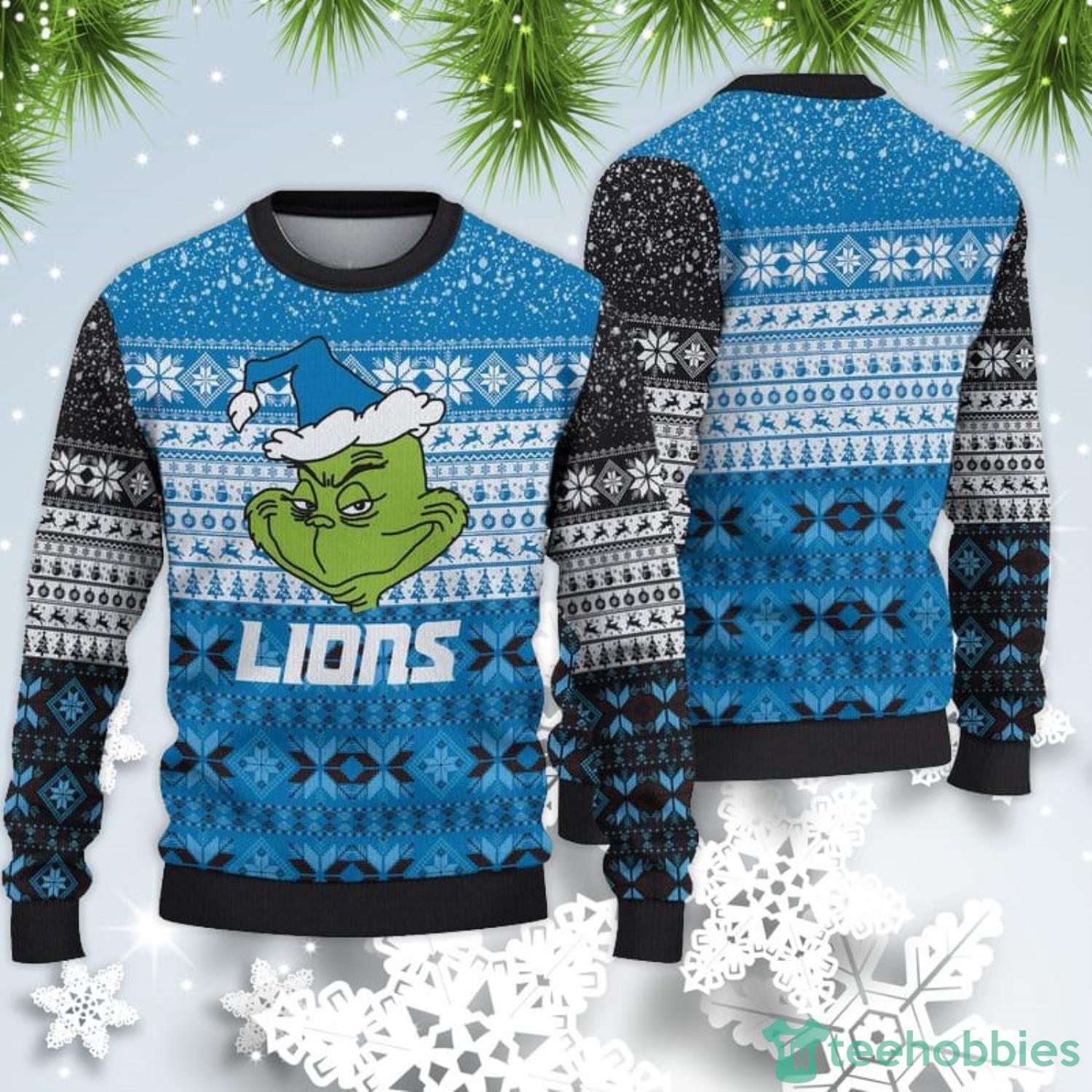 Detroit Lions Christmas Jumper Graphic Crew Sweatshirt - Mens