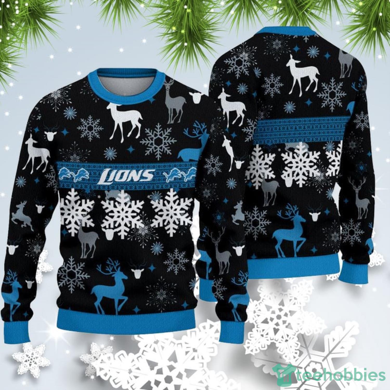 Detroit Lions Ugly Christmas Sweater Holiday Party Lions Fans - T-shirts  Low Price