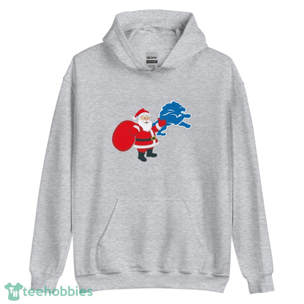 Detroit Lions  NFL Santa Claus Christmas Shirt - Unisex Heavy Blend Hooded Sweatshirt