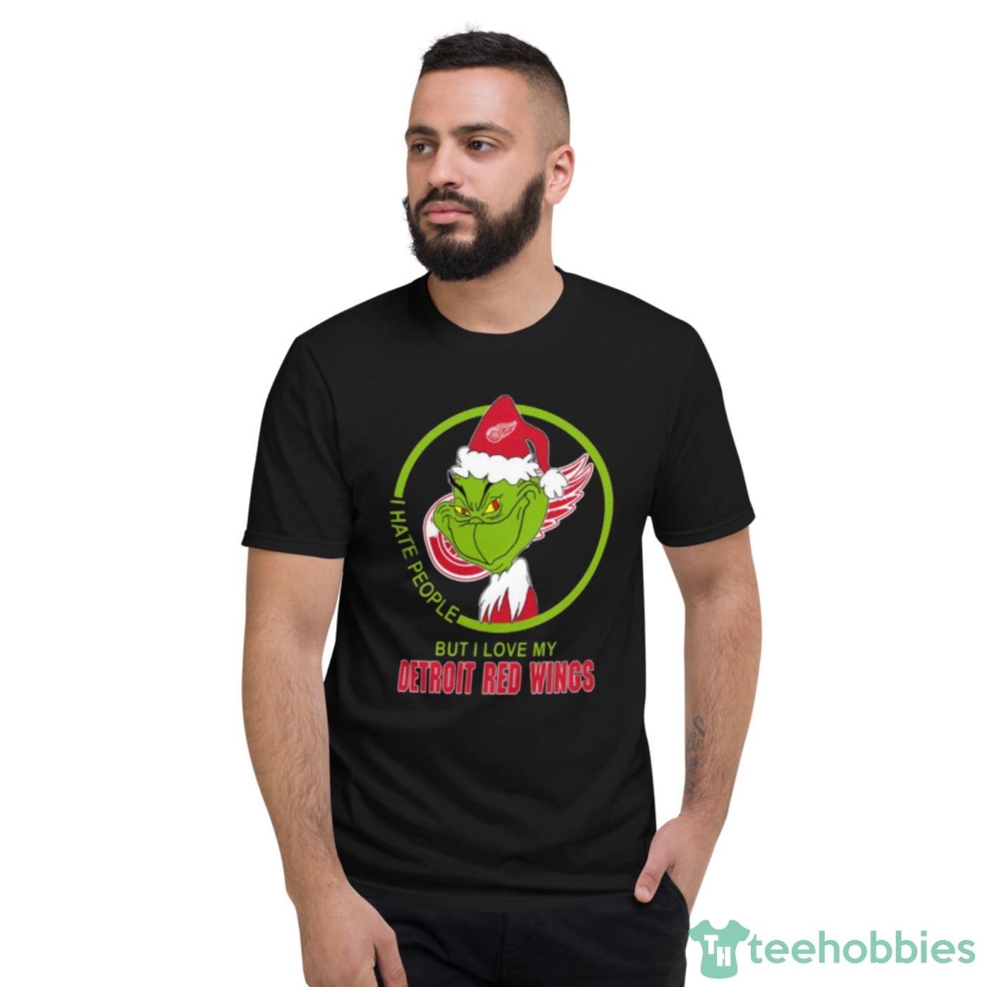 Detroit Red Wings NHL Christmas Grinch I Hate People But I Love My Favorite Hockey Team Shirt - Short Sleeve T-Shirt Detroit Red Wings NHL Christmas Grinch I Hate People But I Love My Favorite Hockey Team Shirt - Short Sleeve T-Shirt