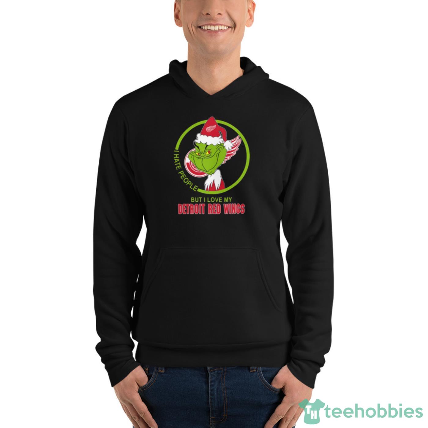 Detroit Red Wings NHL Christmas Grinch I Hate People But I Love My Favorite Hockey Team Shirt - Unisex Fleece Pullover Hoodie Detroit Red Wings NHL Christmas Grinch I Hate People But I Love My Favorite Hockey Team Shirt - Unisex Fleece Pullover Hoodie