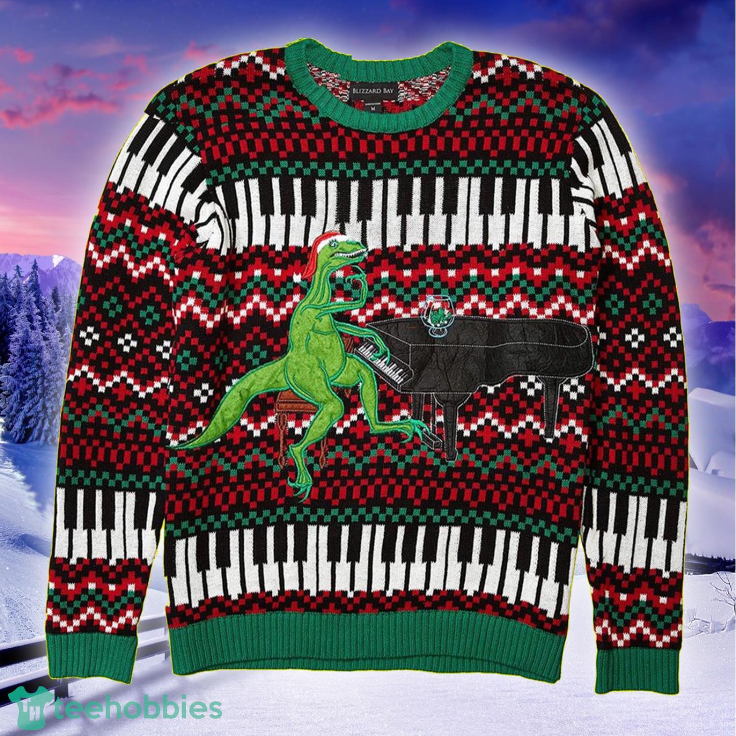 Blizzard Bay Men's Piano Raptor Ugly Christmas Sweater