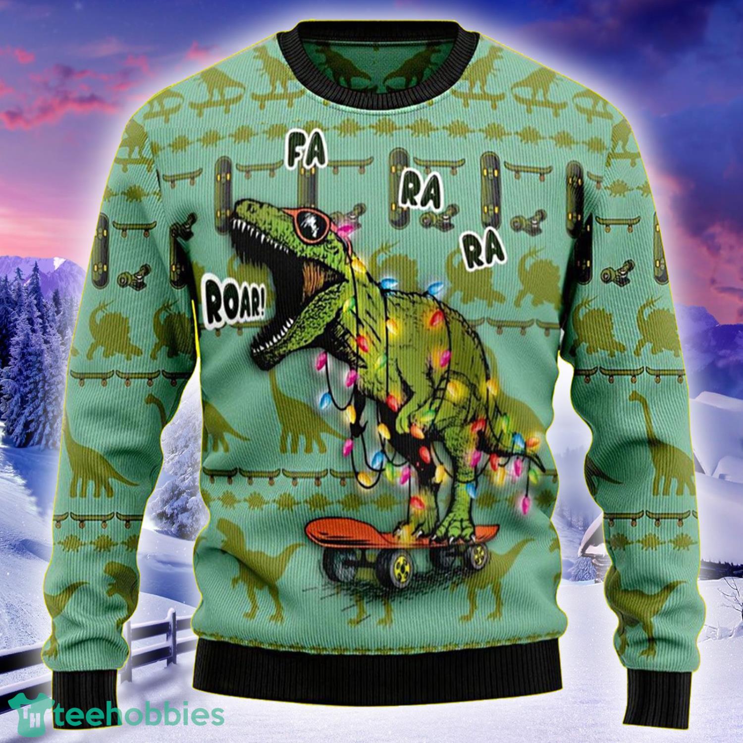 Christmas sweater with clearance dinosaurs