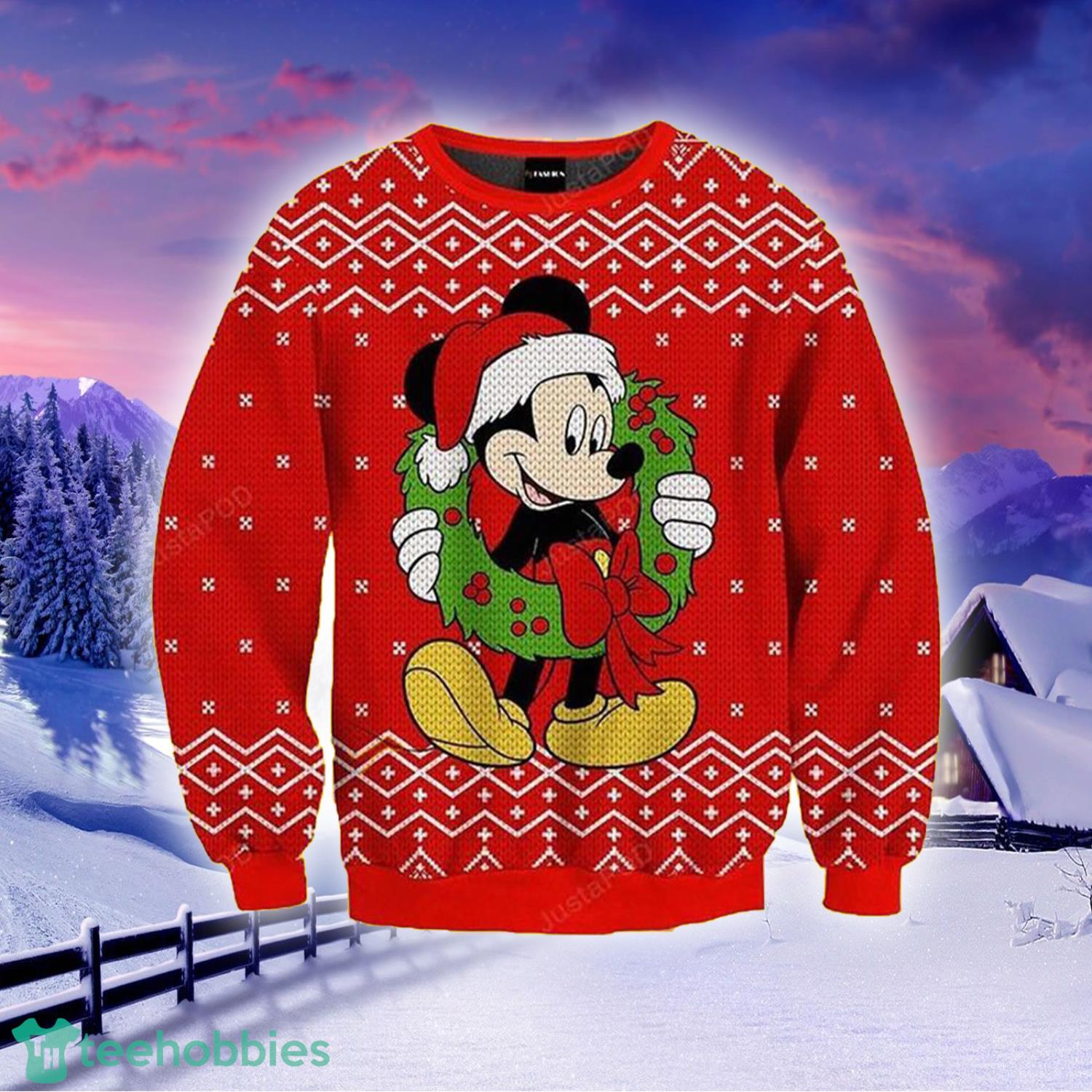 Christmas Gift Los Angeles Rams Cute Mickey Mouse Christmas Pattern Ugly  Christmas Sweater