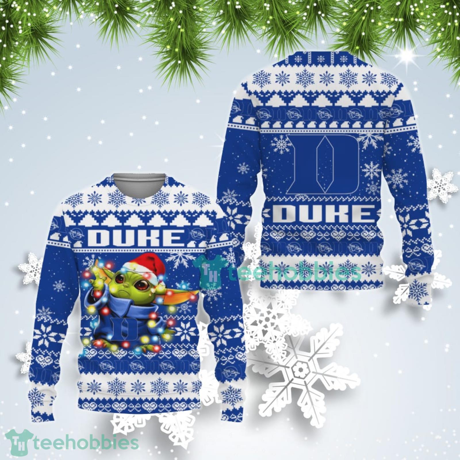 Duke Blue Devils Cute Baby Yoda Star Wars Ugly Christmas Sweater