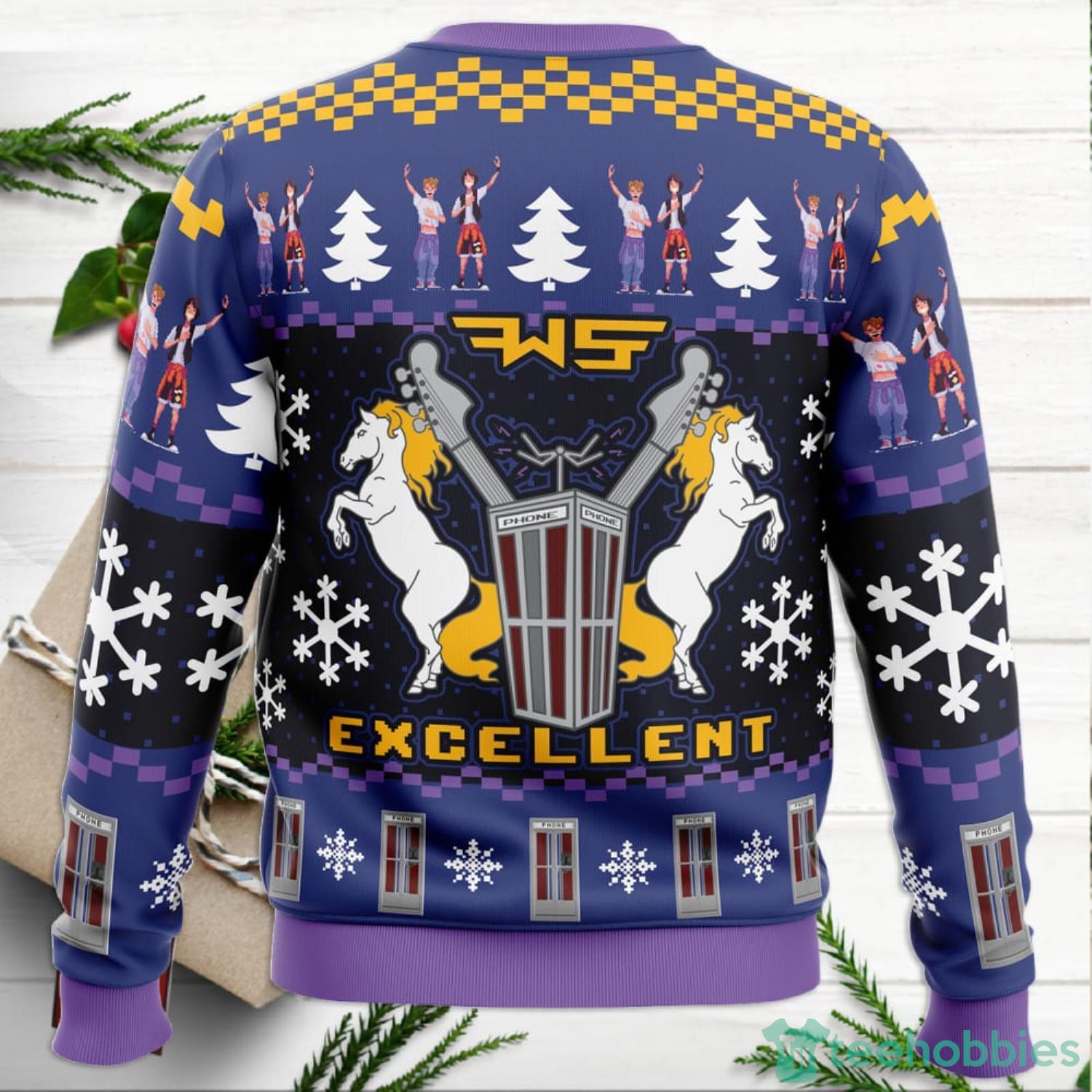 Excellent Bill and Ted Ugly Christmas Sweater For Men And Women image Excellent Bill and Ted Ugly Christmas Sweater For Men And Women Product Photo 2