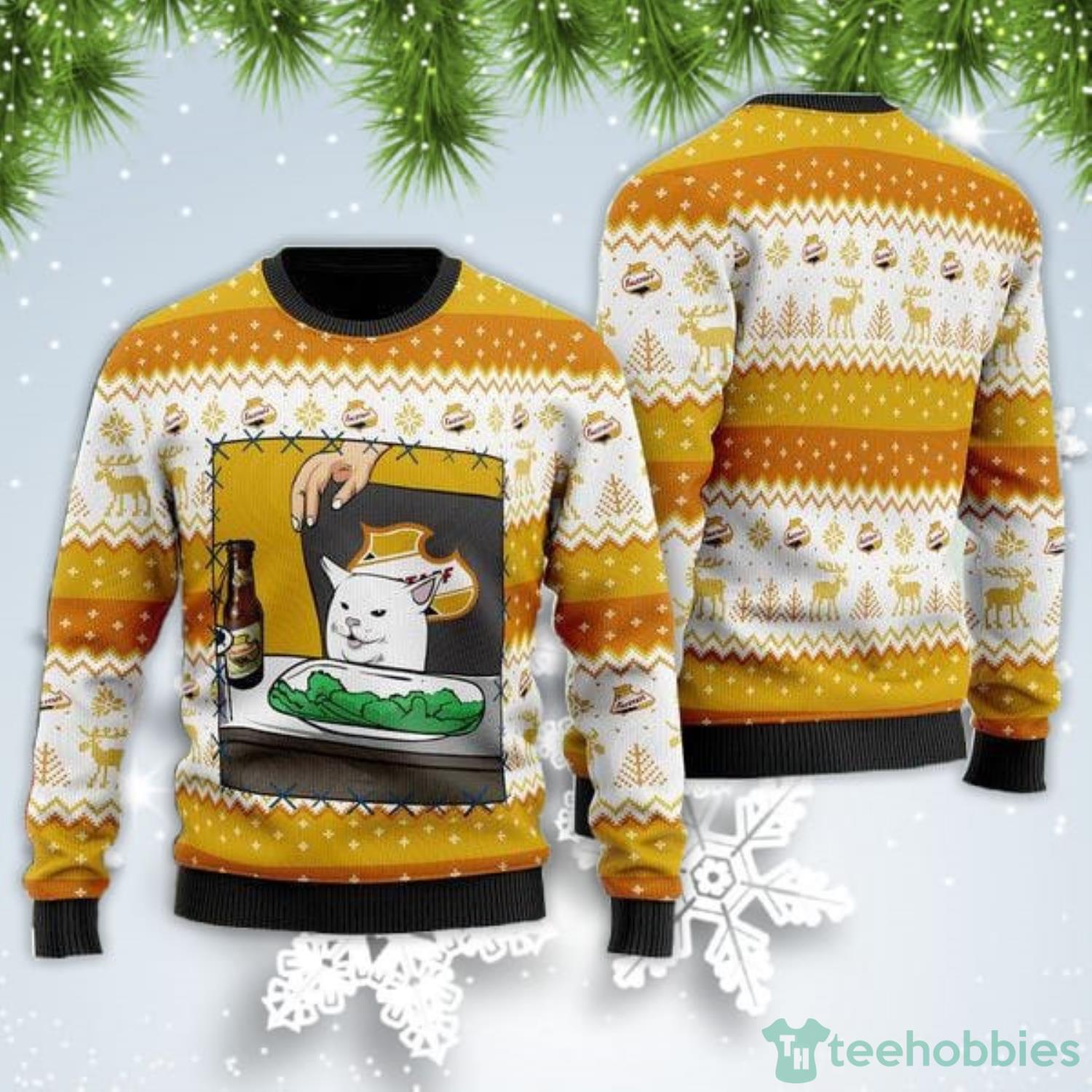 Falstaff Beer Cat Meme Christmas Gift Ugly Christmas Sweater Product Photo 1