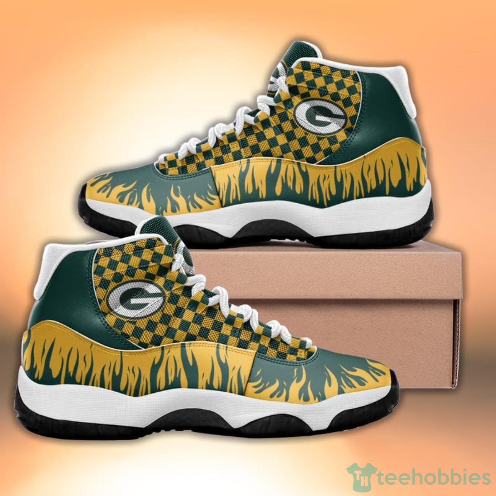 Green Bay Packers Fire Pattern Style Sneaker Air Jordan 11 Shoes