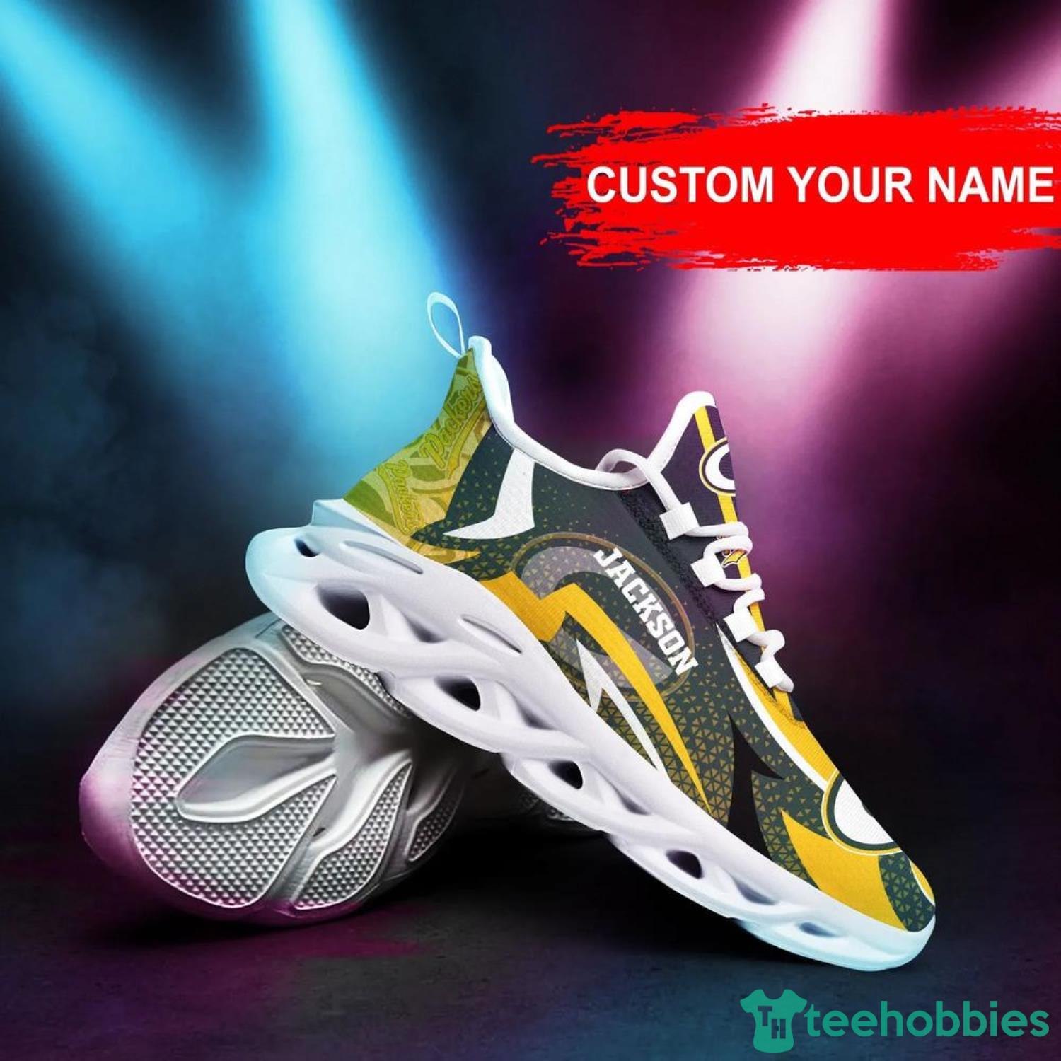 Green Bay Packers Custom Name NFL Max Soul Shoes Chunky Sneakers