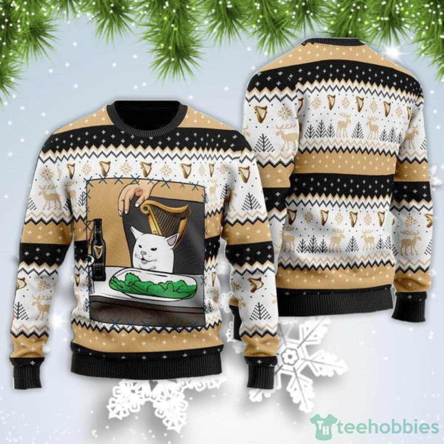 Guinness Beer Cat Meme Christmas Gift Ugly Christmas Sweater Product Photo 1