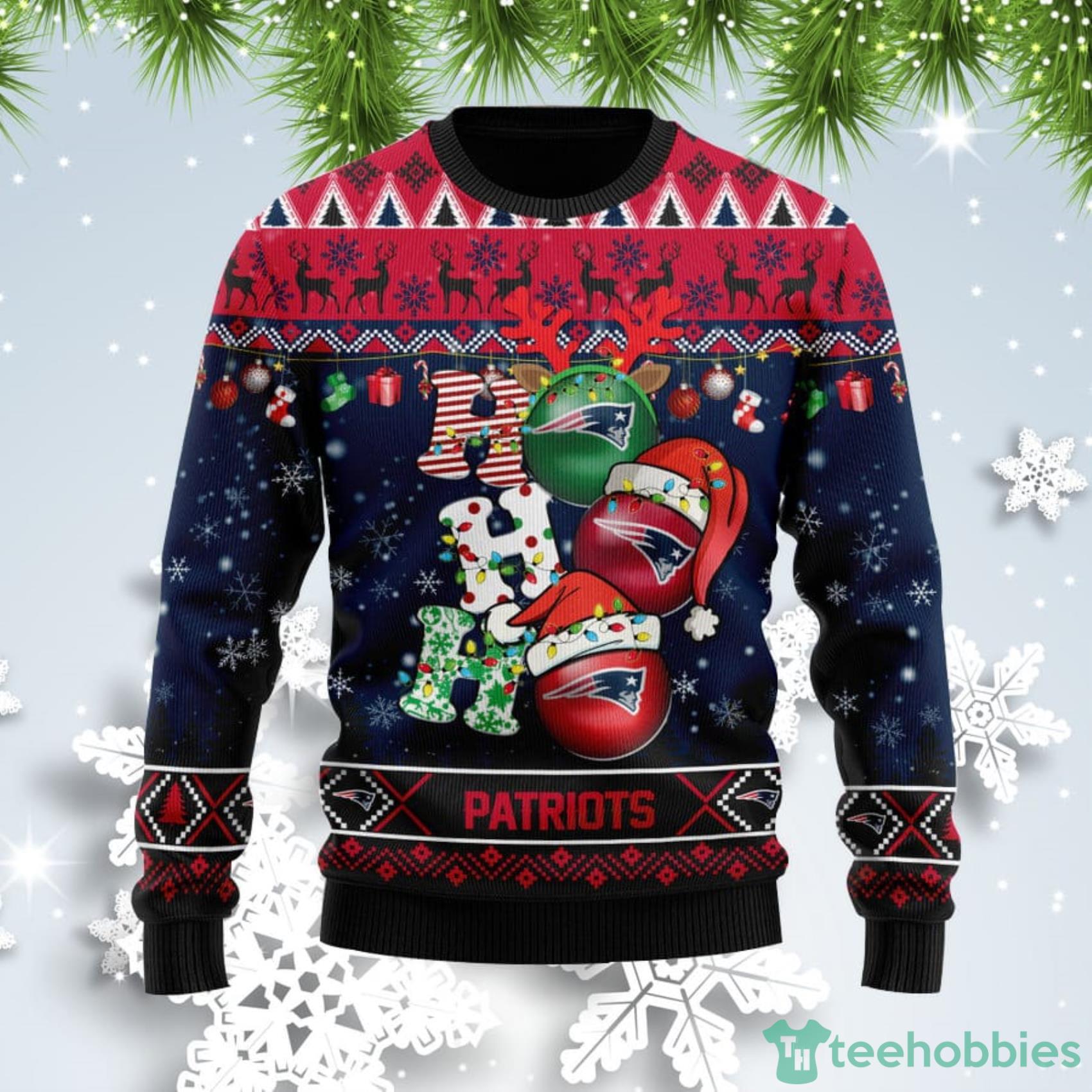 Ho Ho Ho Patriots Fans Funny Gift Ugly Christmas Sweater Product Photo 1