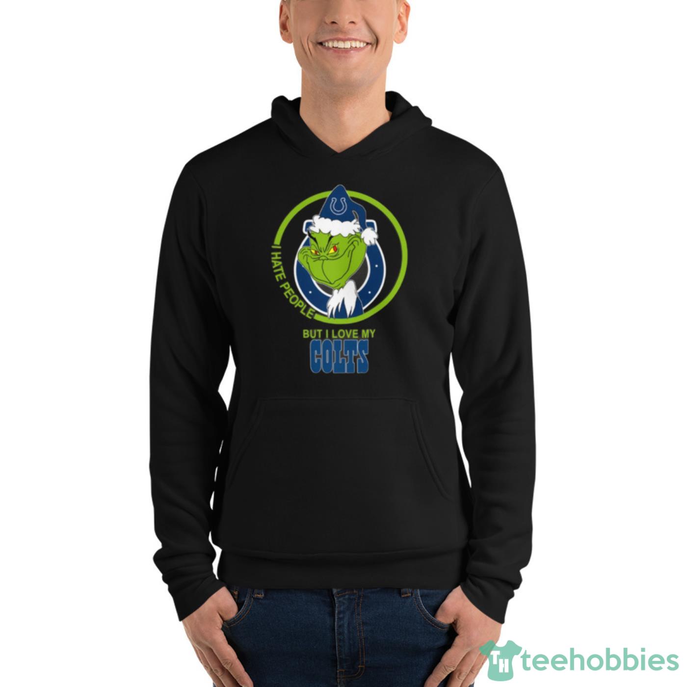 Indianapolis Colts NFL Christmas Grinch I Hate People But I Love My Favorite Football Team Shirt - Unisex Fleece Pullover Hoodie Indianapolis Colts NFL Christmas Grinch I Hate People But I Love My Favorite Football Team Shirt - Unisex Fleece Pullover Hoodie