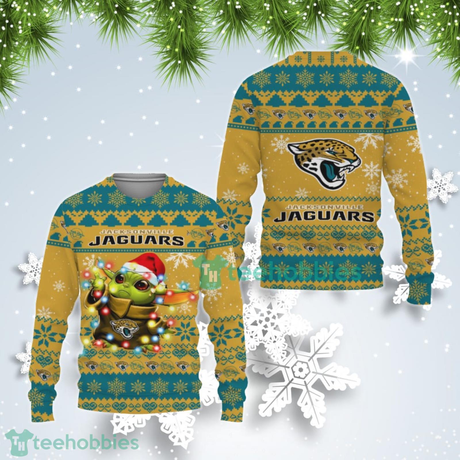 Jacksonville Jaguars Cute Baby Yoda Star Wars Ugly Christmas Sweater Product Photo 1