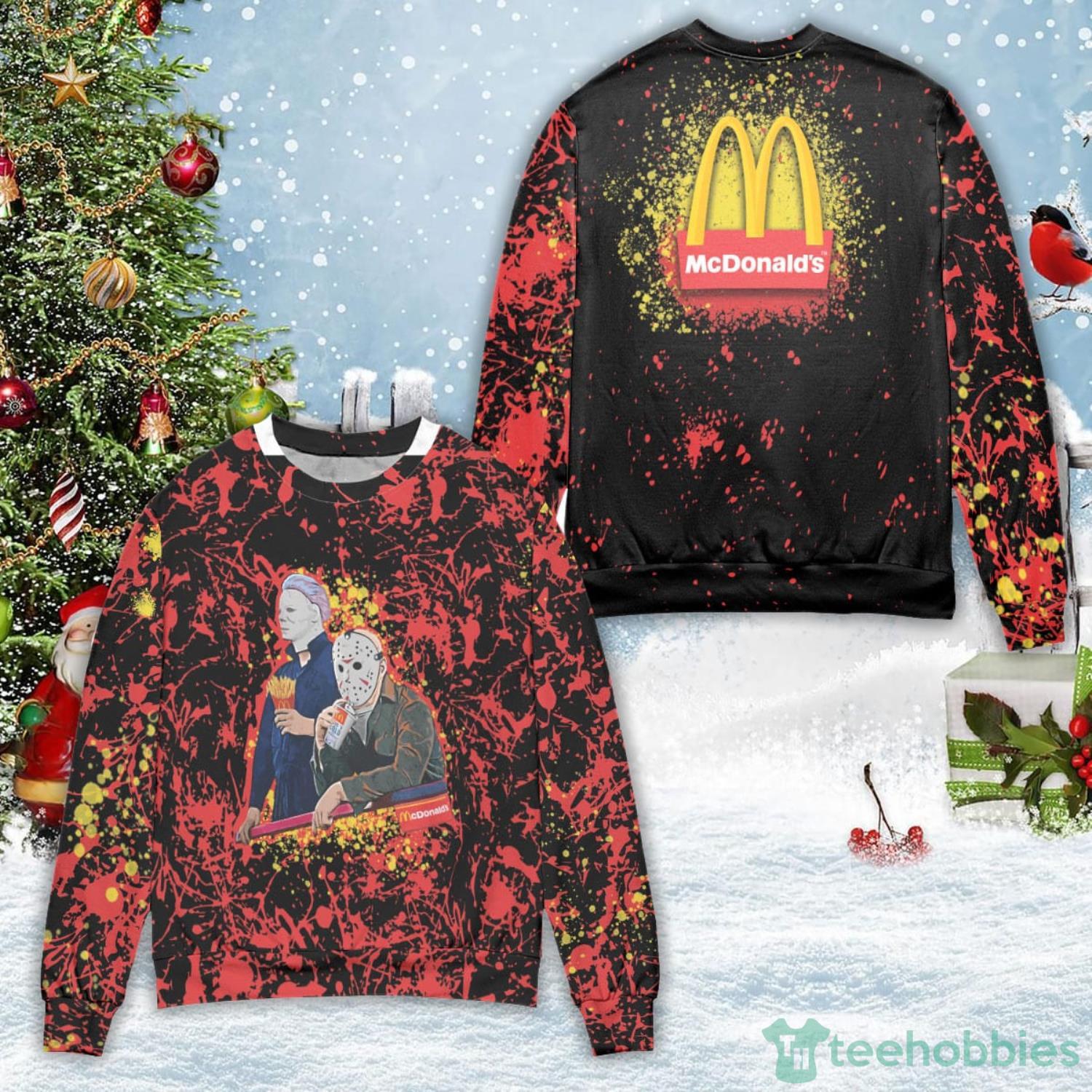 Jason Voorhees And Michael Myers Mc Donald’s Ugly Christmas Sweater Christmas Gift For Men And Women Product Photo 1 Jason Voorhees And Michael Myers Mc Donald’s Ugly Christmas Sweater Christmas Gift For Men And Women Product Photo 1
