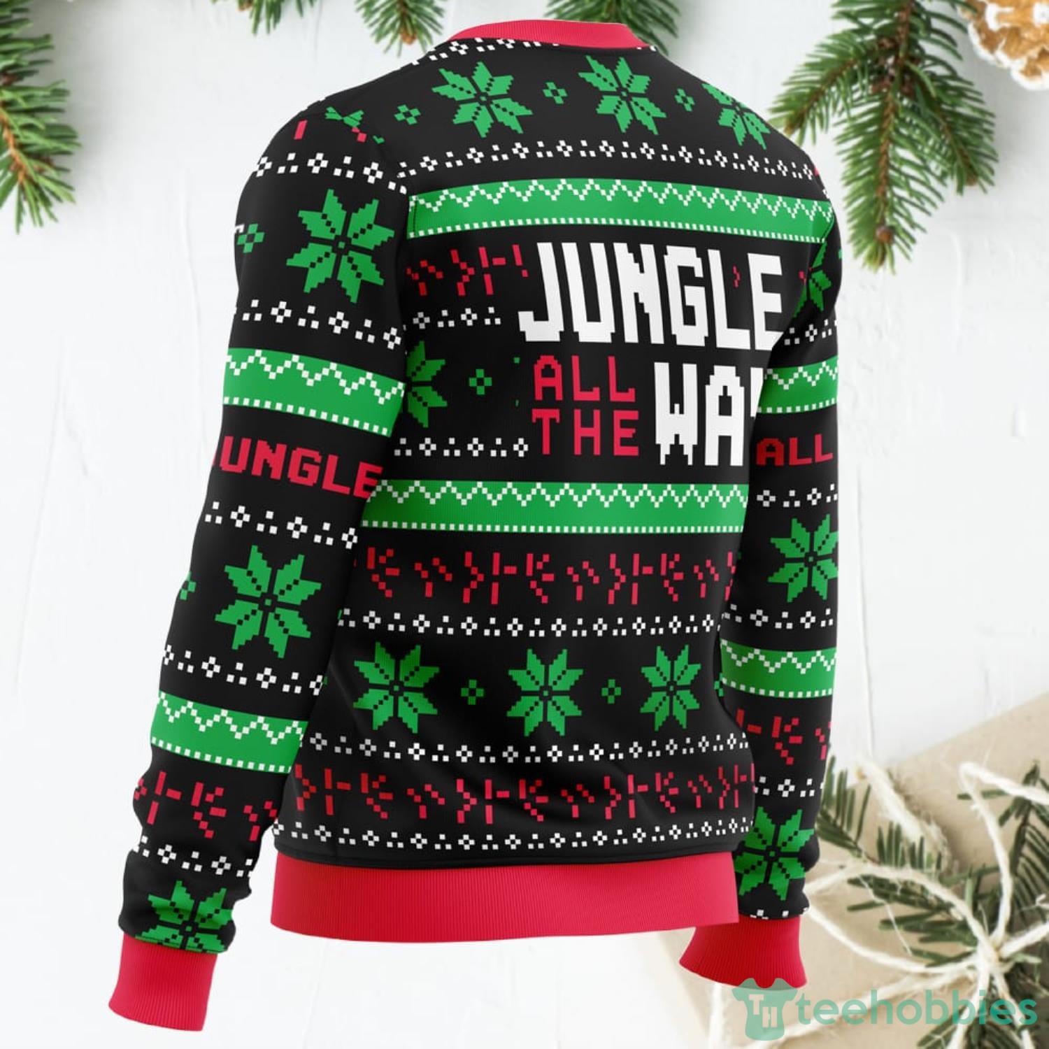 Jungle All The Way Arnold Schwarzenegger Ugly Christmas Sweater For Men And Women Product Photo 3 Jungle All The Way Arnold Schwarzenegger Ugly Christmas Sweater For Men And Women Product Photo 3