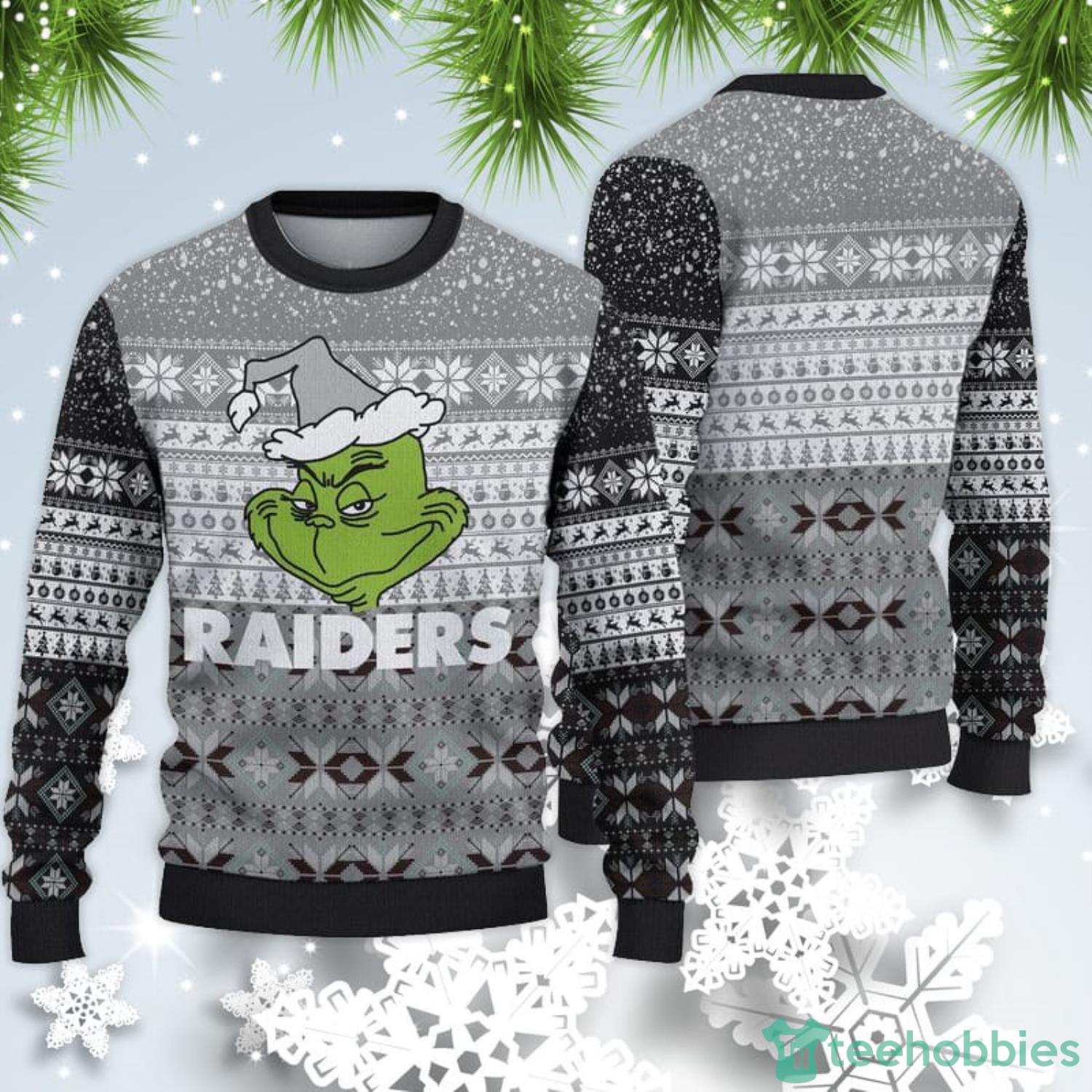 Las Vegas Raiders Christmas Grinch Sweater For Fans Product Photo 1