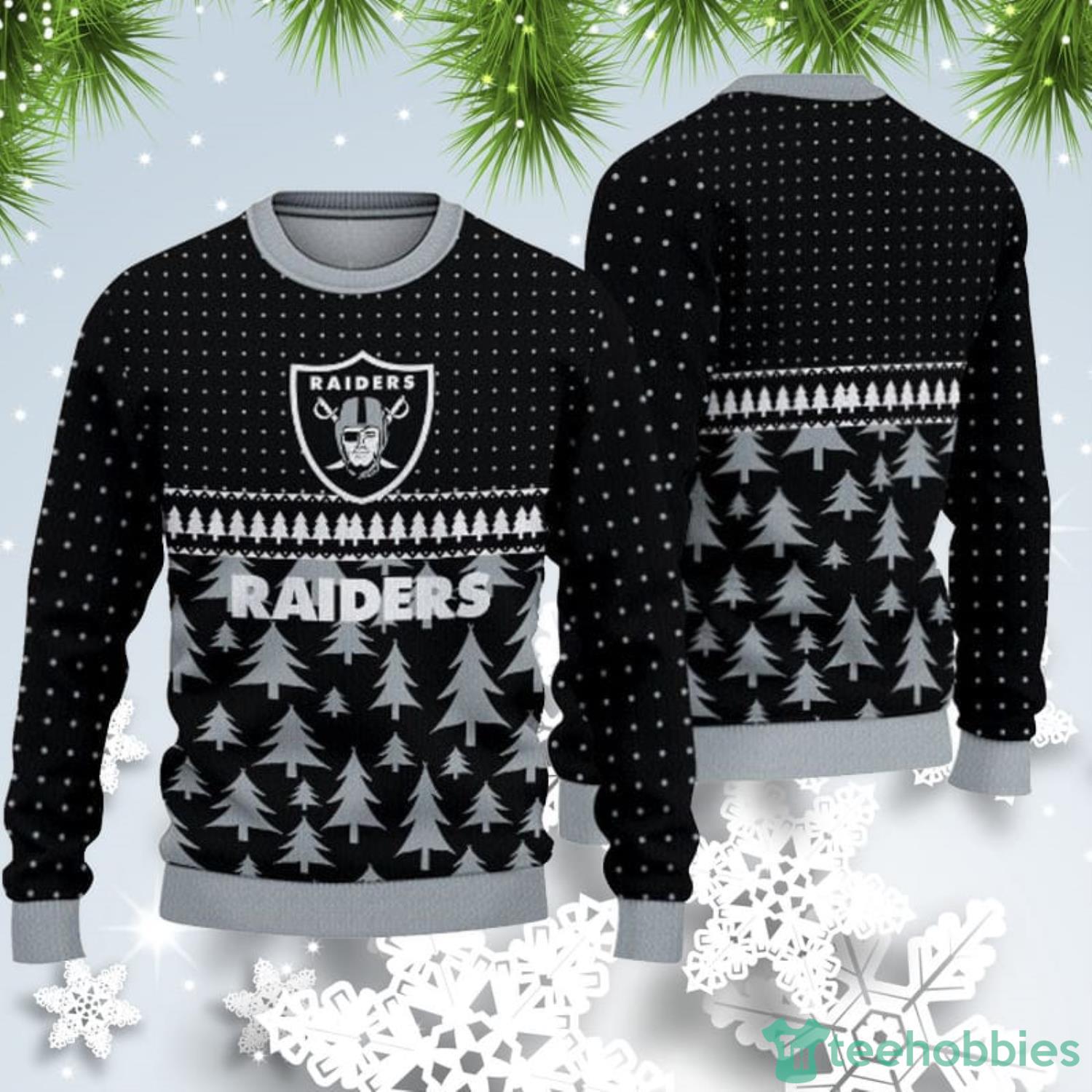 Las Vegas Raiders Christmas Pattern Ugly Christmas Sweater Product Photo 1
