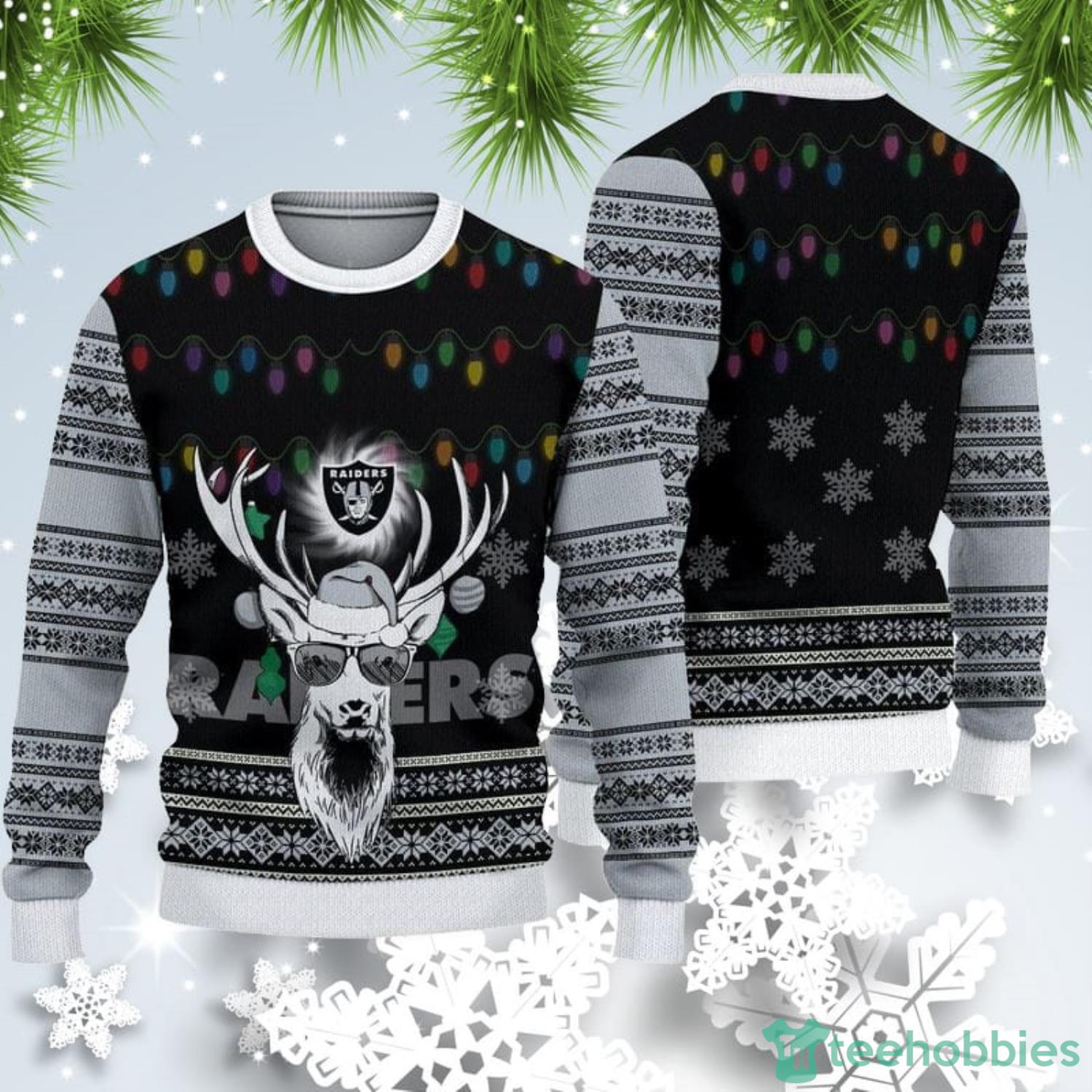 Las Vegas Raiders Christmas Reindeer Ugly Christmas Sweater Product Photo 1