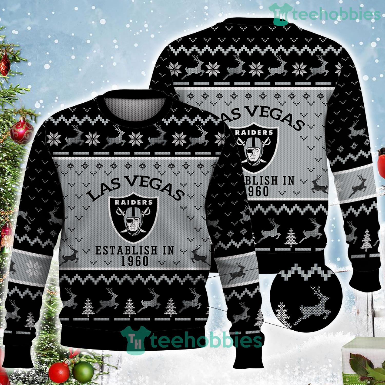 Las Vegas Raiders Christmas Reindeers Pattern Ugly Christmas Sweater