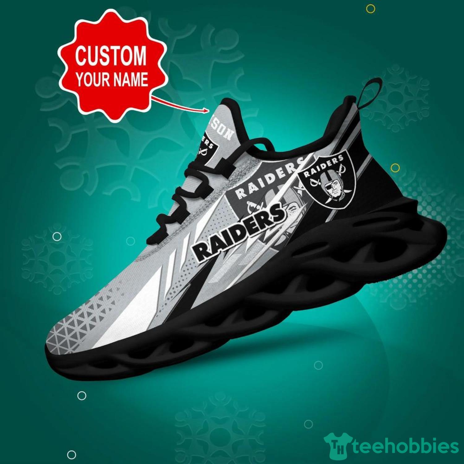 Las Vegas Raiders Custom Name NFL Neon Light Max Soul Shoes Gift