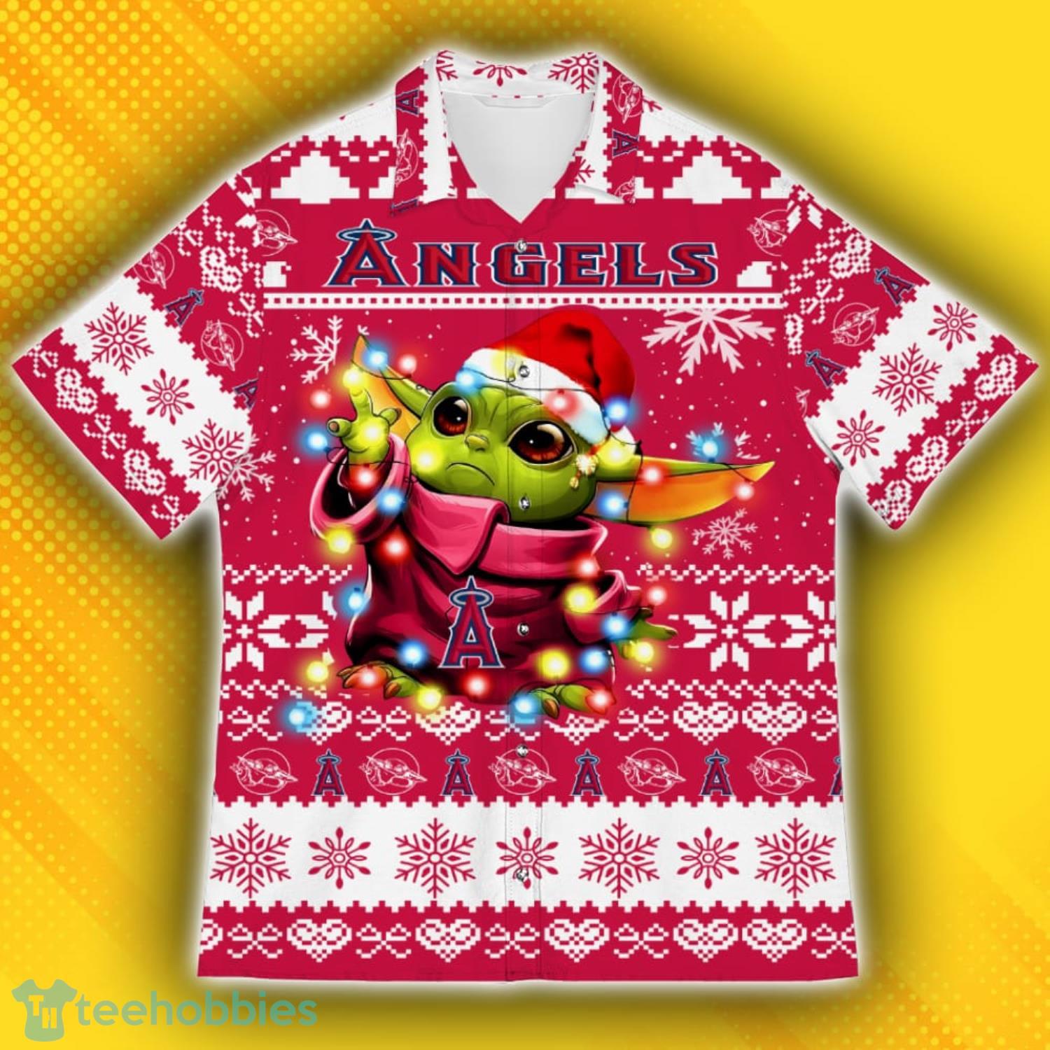 Los Angeles Angels Baby Yoda Star Wars Ugly Christmas Sweater Pattern Hawaiian Shirt Product Photo 2