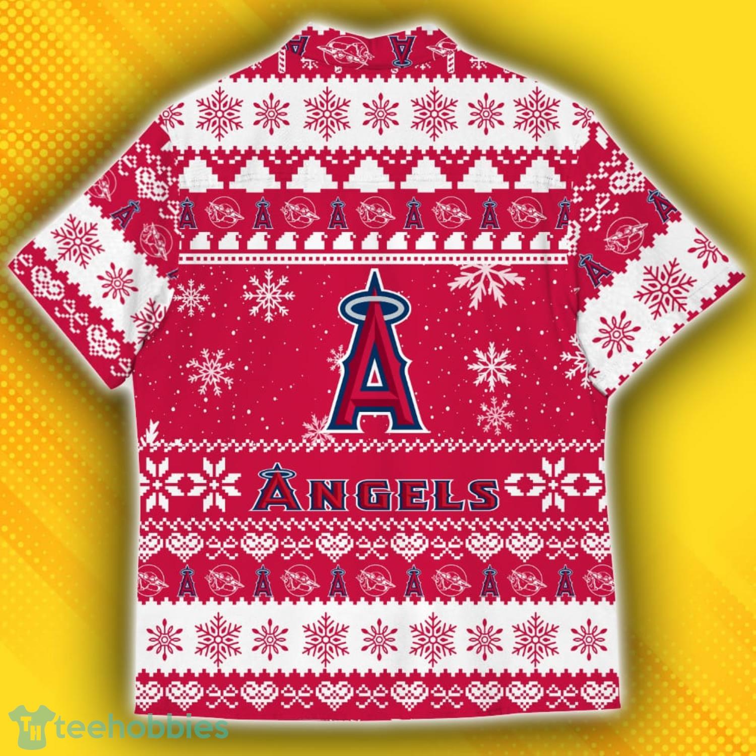 Los Angeles Angels Baby Yoda Star Wars Ugly Christmas Sweater Pattern Hawaiian Shirt Product Photo 3