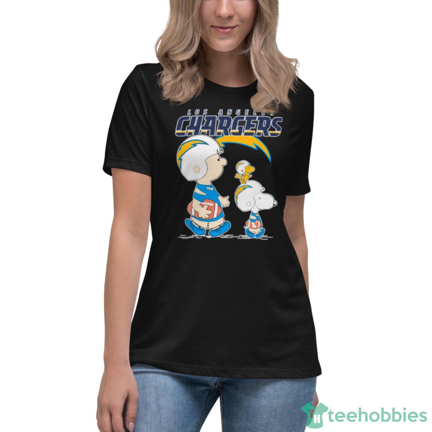 Official Los angeles chargers Peanuts Snoopy Charlie brown and Woodstock T- shirt, hoodie, tank top, sweater and long sleeve t-shirt