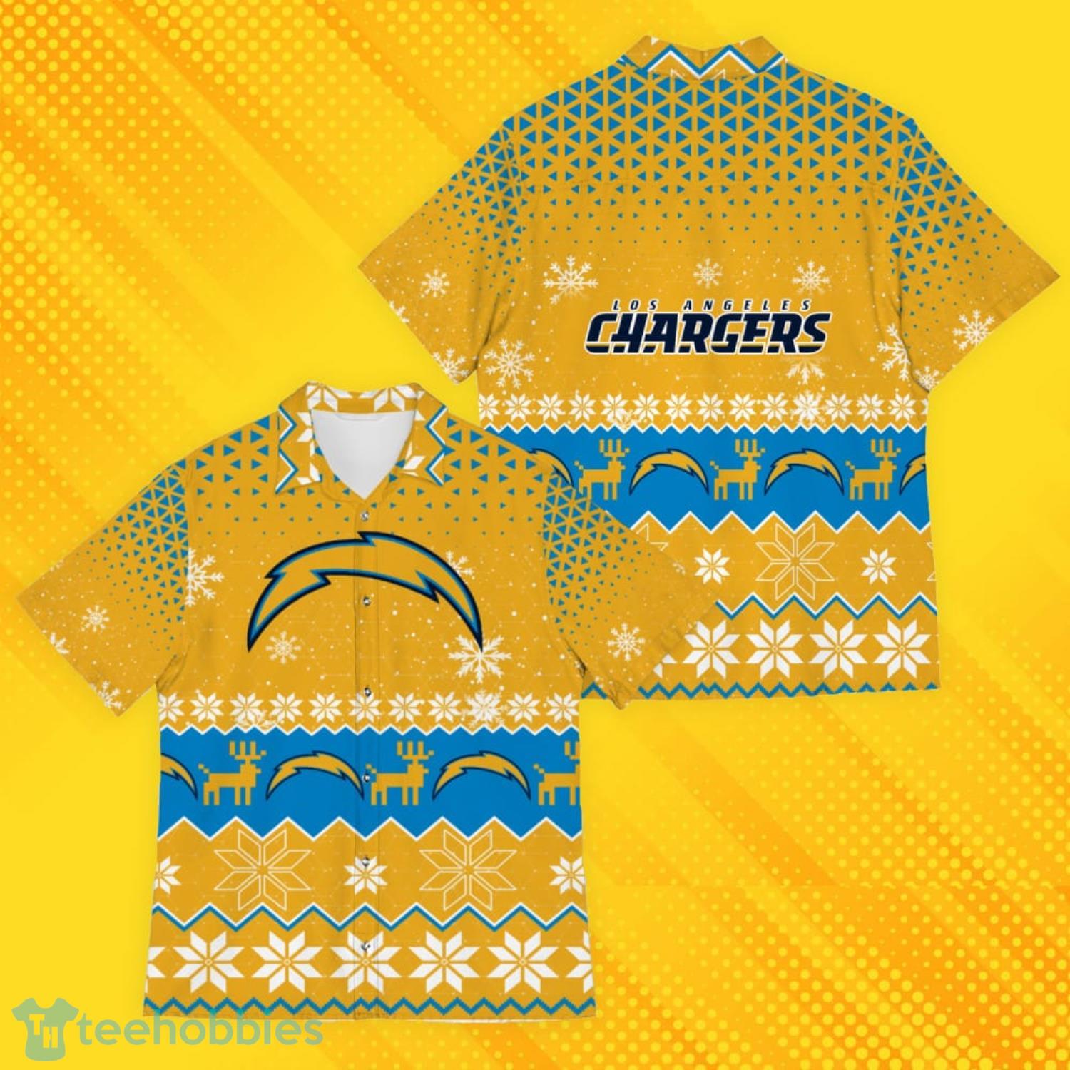 Los Angeles Chargers Ugly Christmas Sweater Pattern Hawaiian Shirt Product Photo 1
