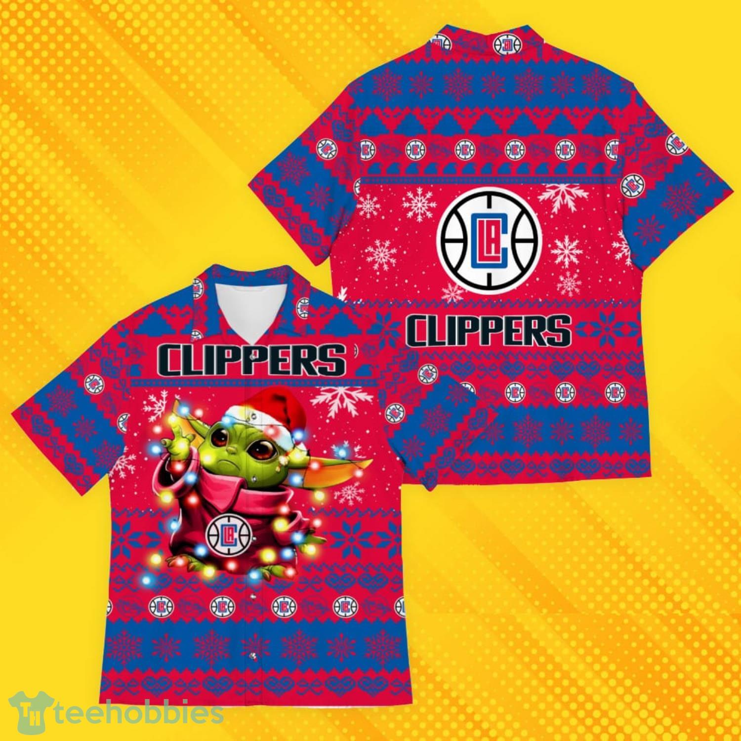 Los Angeles Clippers Baby Yoda Star Wars Ugly Christmas Sweater Pattern Hawaiian Shirt pX8 Product Photo 1