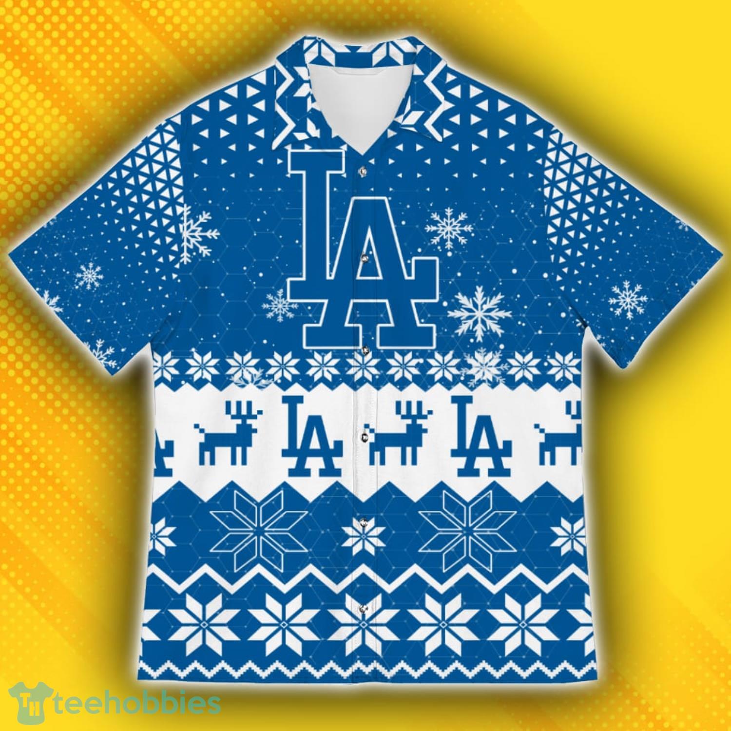 Los Angeles Dodgers Ugly Christmas Sweater Pattern Hawaiian Shirt Product Photo 2