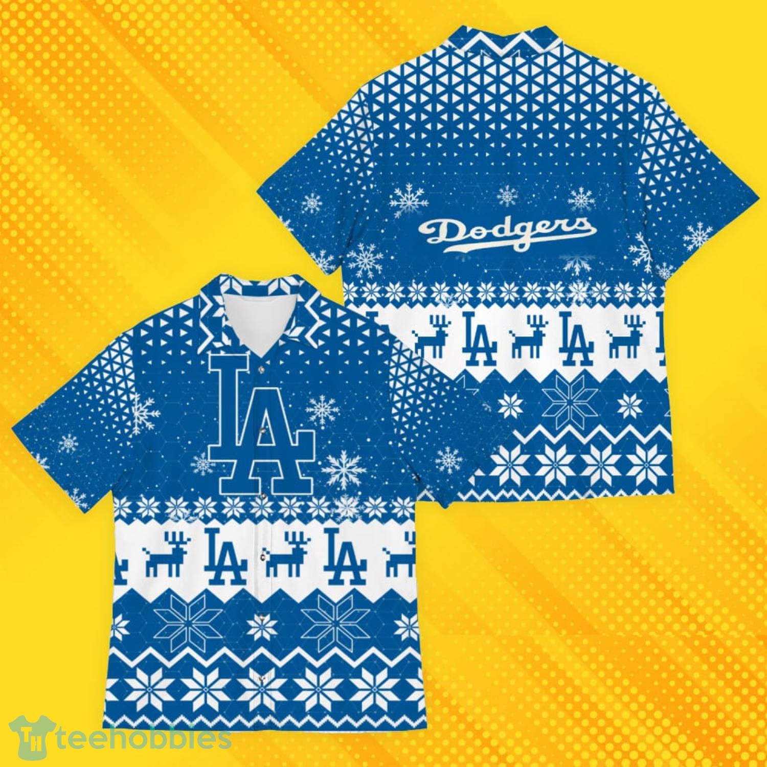 Los Angeles Dodgers Ugly Christmas Sweater Pattern Hawaiian Shirt Product Photo 4