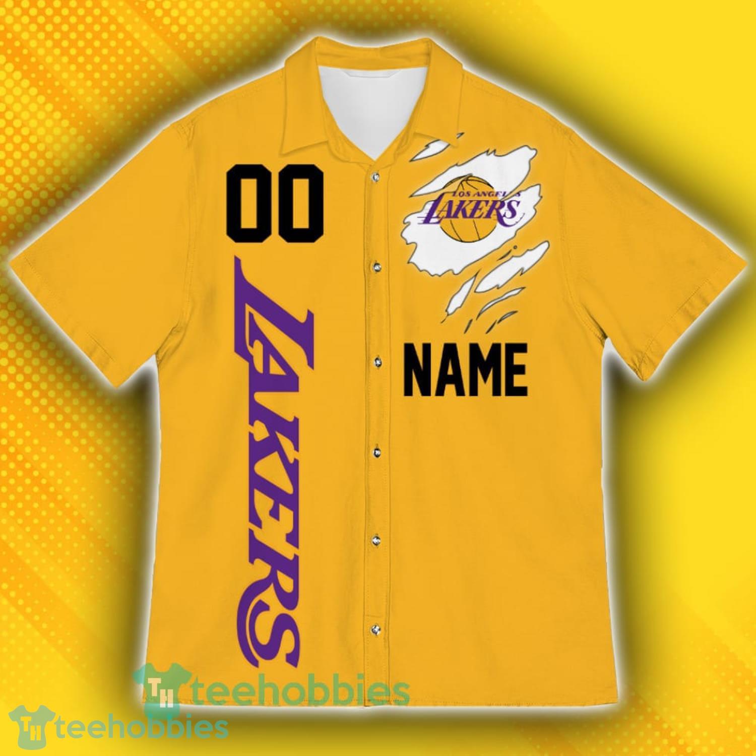 Los Angeles Lakers Sports Custom Name And Number American Hawaiian Shirt For Fans Product Photo 2
