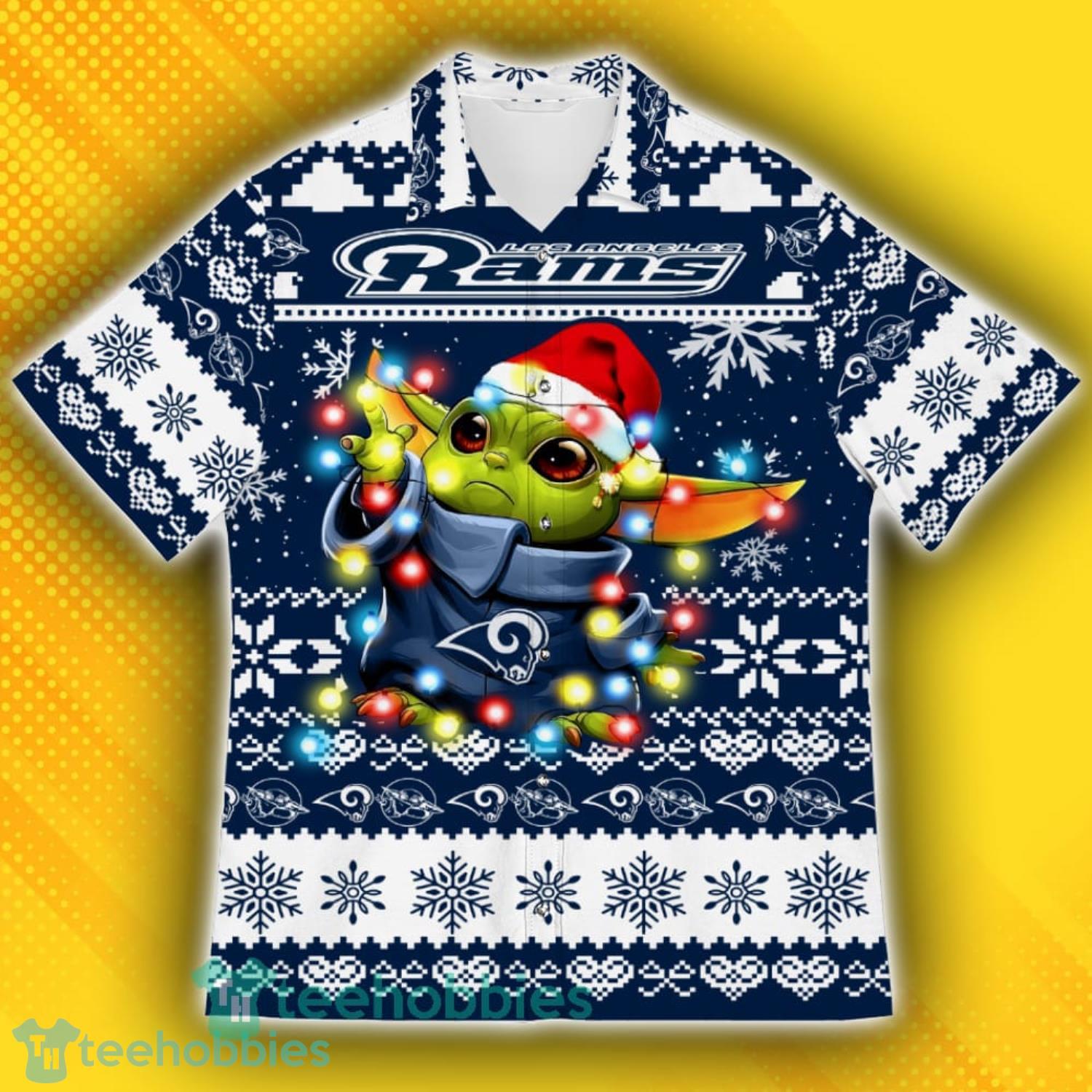 Los Angeles Rams Baby Yoda Star Wars Sports Football American Ugly Christmas Sweater Pattern Hawaiian Shirt Product Photo 2