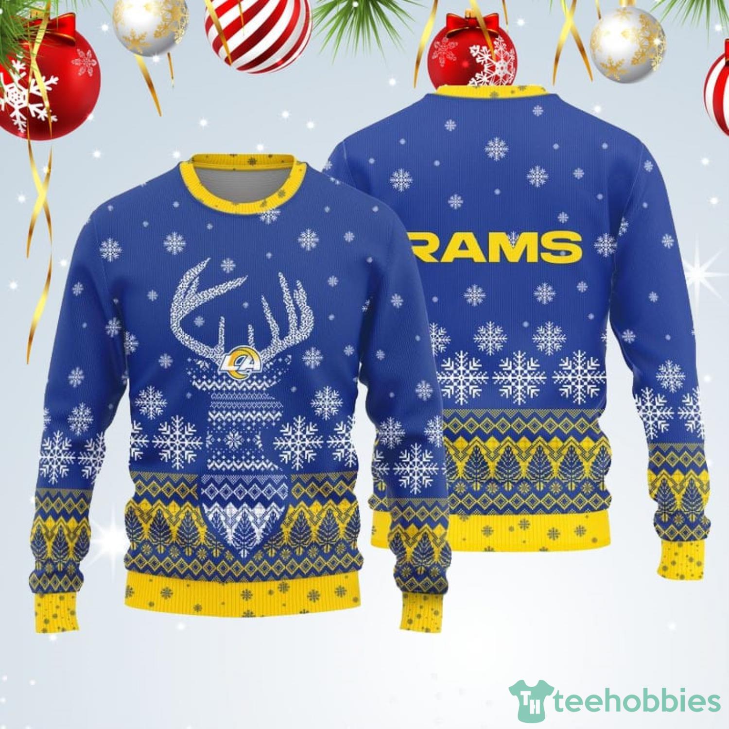 Merry Christmas Los Angeles Rams NFL Santa And Reindeer Ornaments