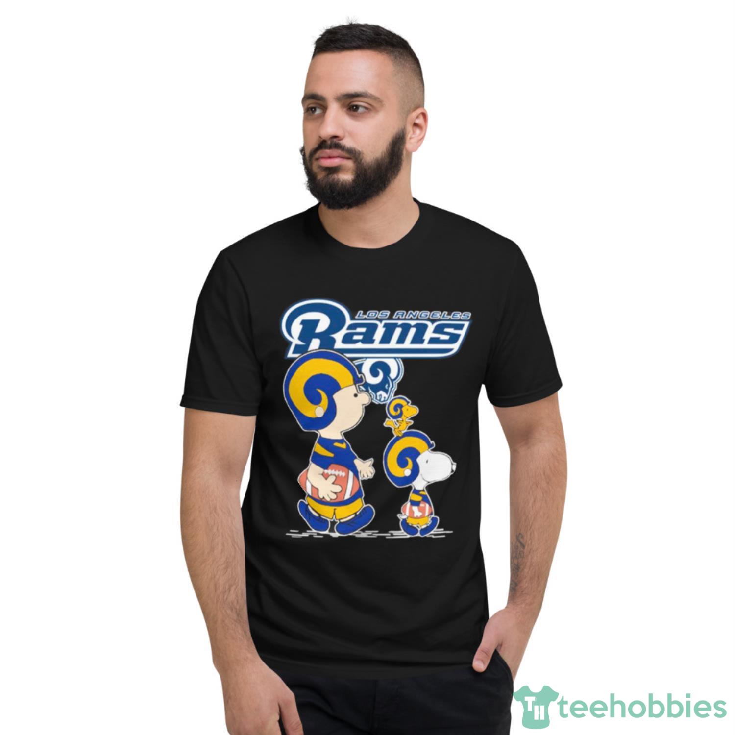 Los Angeles Rams Snoopy and Charlie Brown with Woodstock cartoon T