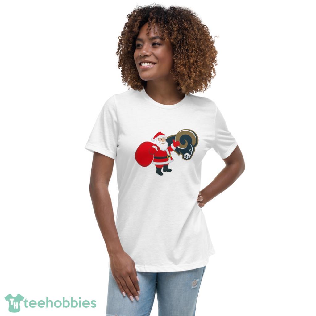 Los Angeles Rams NFL Santa Claus Christmas Shirt - Womens Relaxed Short Sleeve Jersey Tee