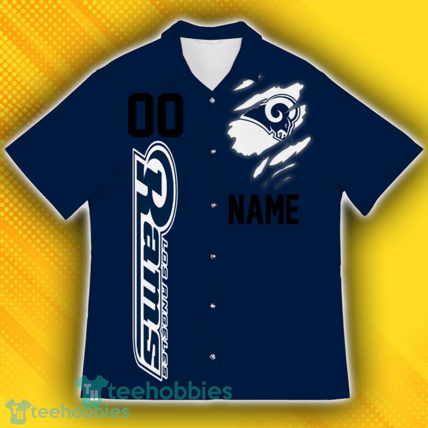 Los Angeles Rams Sports Custom Name And Number American Hawaiian Shirt For Fans Product Photo 2