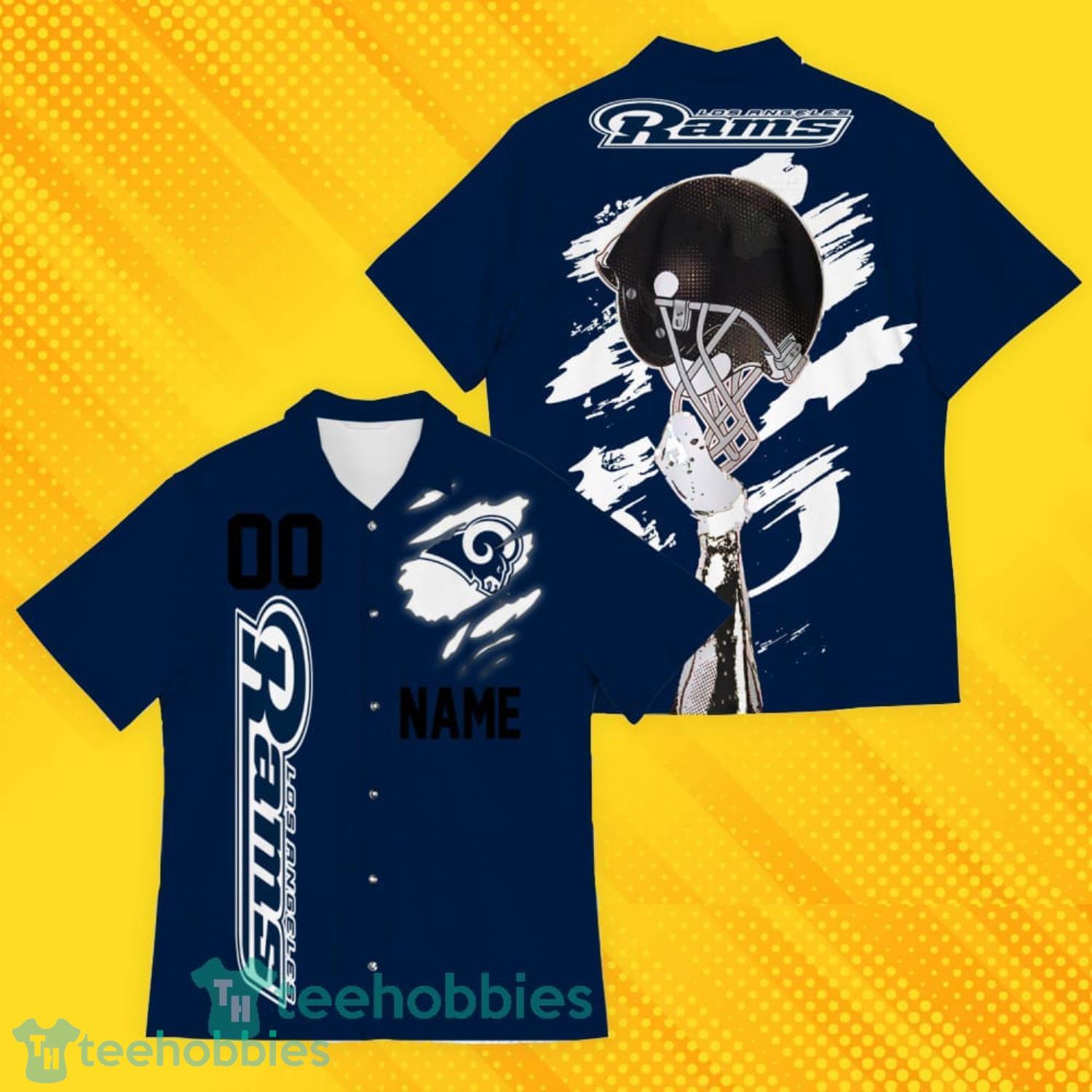 Los Angeles Rams Sports Custom Name And Number American Hawaiian Shirt For Fans Product Photo 4