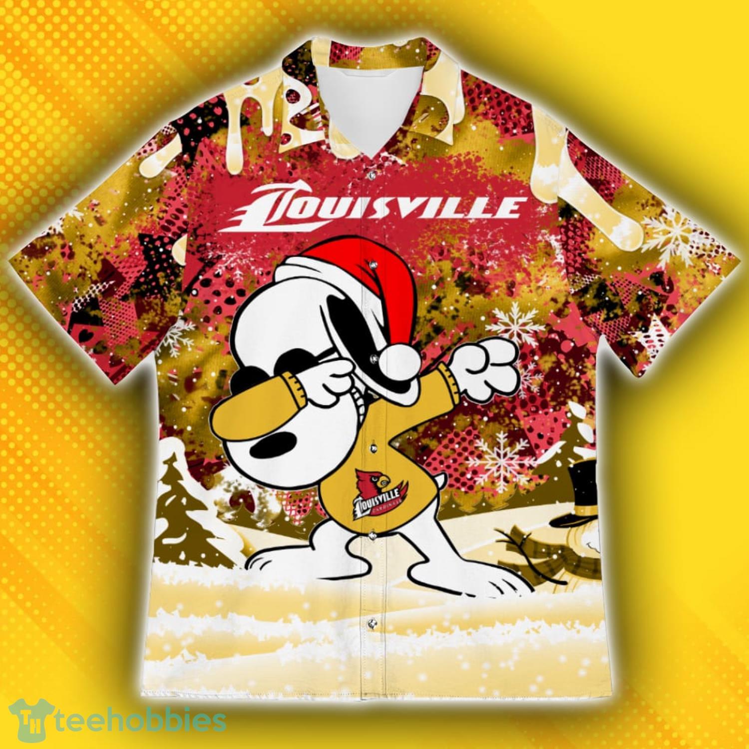 Louisville Cardinals Snoopy Dabbing The Peanuts Pattern Hawaiian Shirt Product Photo 2