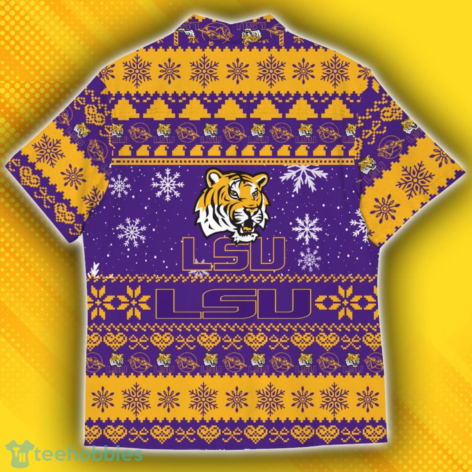 LSU Tigers Baby Yoda Star Wars Ugly Christmas Sweater Pattern Hawaiian Shirt Product Photo 3