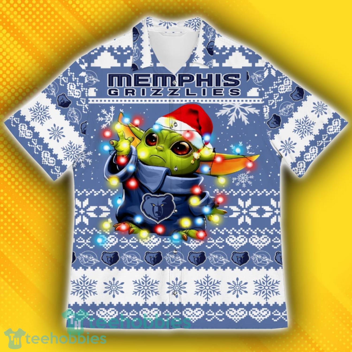 Memphis Grizzlies Baby Yoda Star Wars Sports Football American Ugly Christmas Sweater Pattern Hawaiian Shirt Product Photo 5