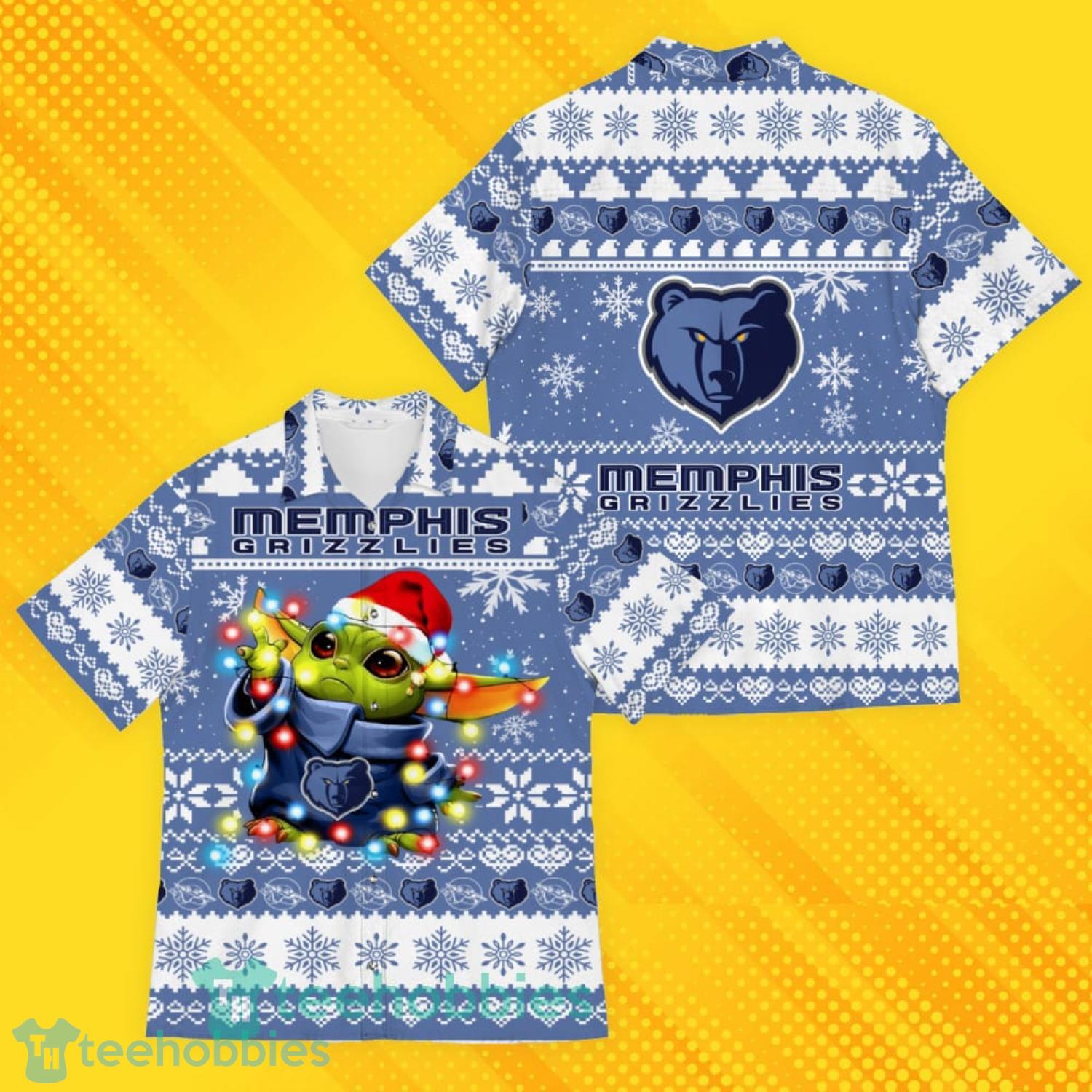 Memphis Grizzlies Baby Yoda Star Wars Sports Football American Ugly Christmas Sweater Pattern Hawaiian Shirt Product Photo 1