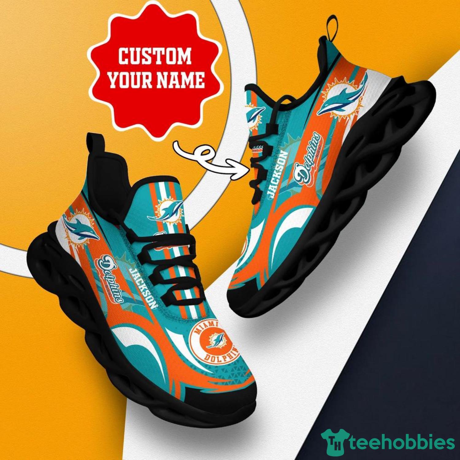 Miami Dolphins Custom Name NFL Max Soul Shoes Gift For Fans