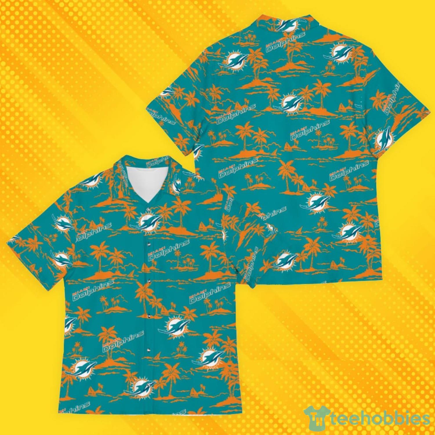 Miami Dolphins Island Pattern Tree Hawaiian Shirt image Miami Dolphins Island Pattern Tree Hawaiian Shirt Product Photo 4