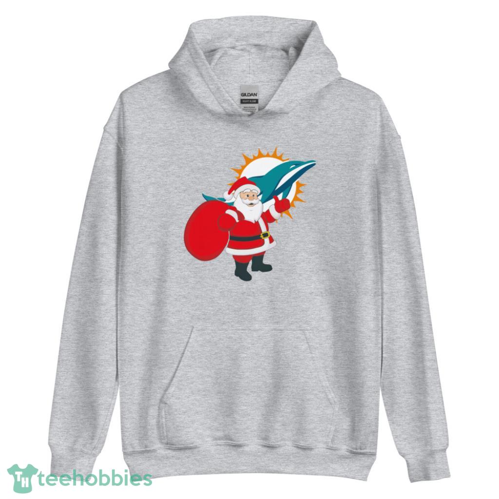 Miami Dolphins NFL Santa Claus Christmas Shirt - Unisex Heavy Blend Hooded Sweatshirt