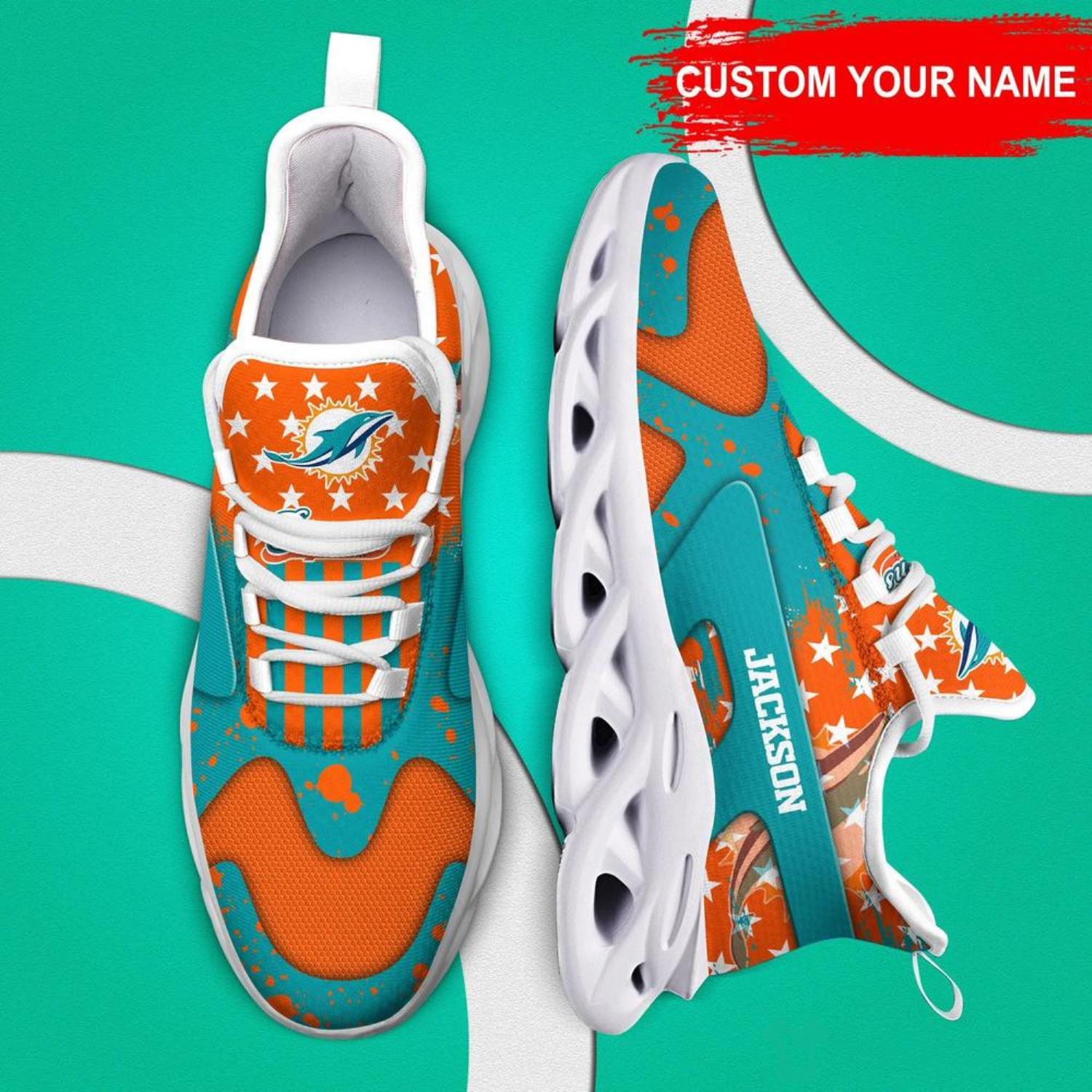 Personalized NFL Miami Dolphins White Max Soul Shoes - LIMITED EDITION