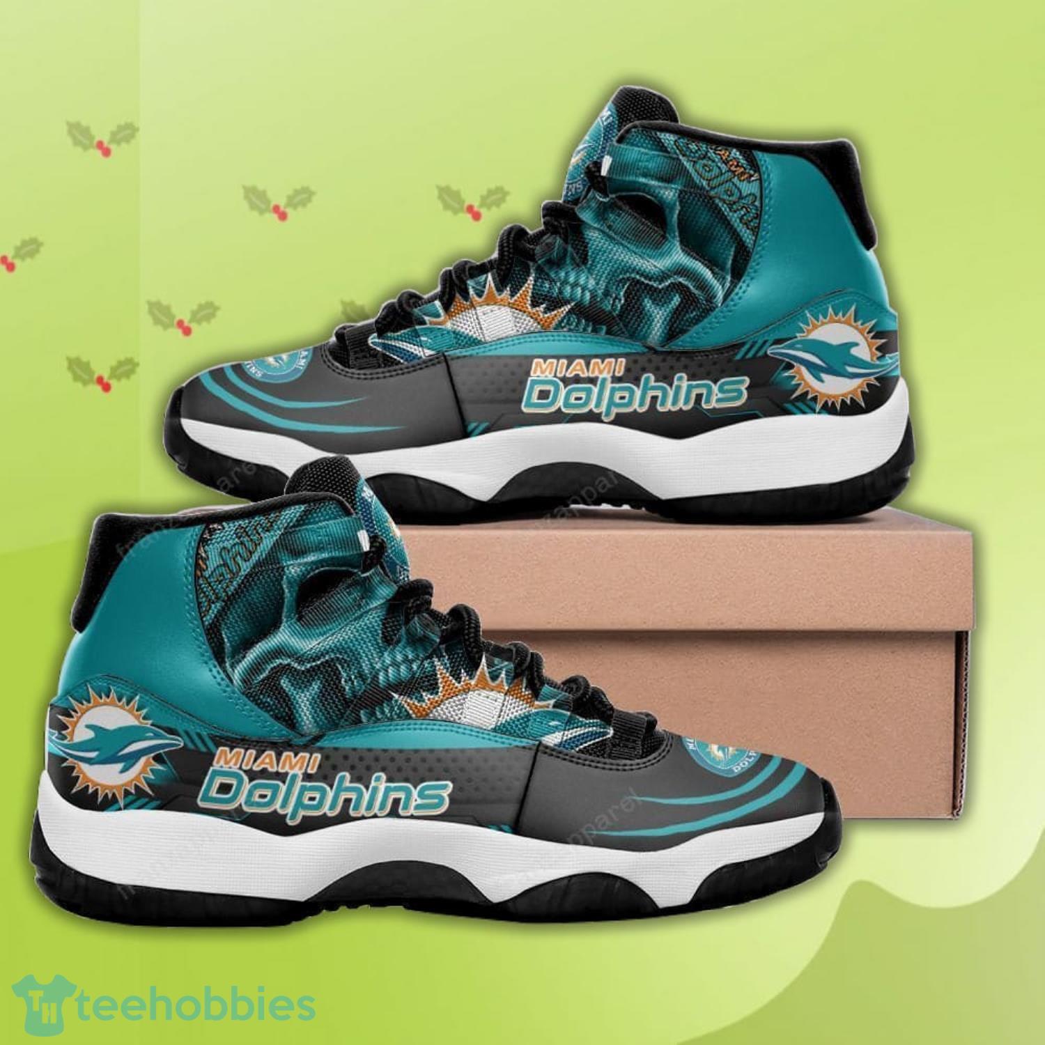 Miami Dolphins Team Skull Air Jordan 11 Shoes For Fans Product Photo 1