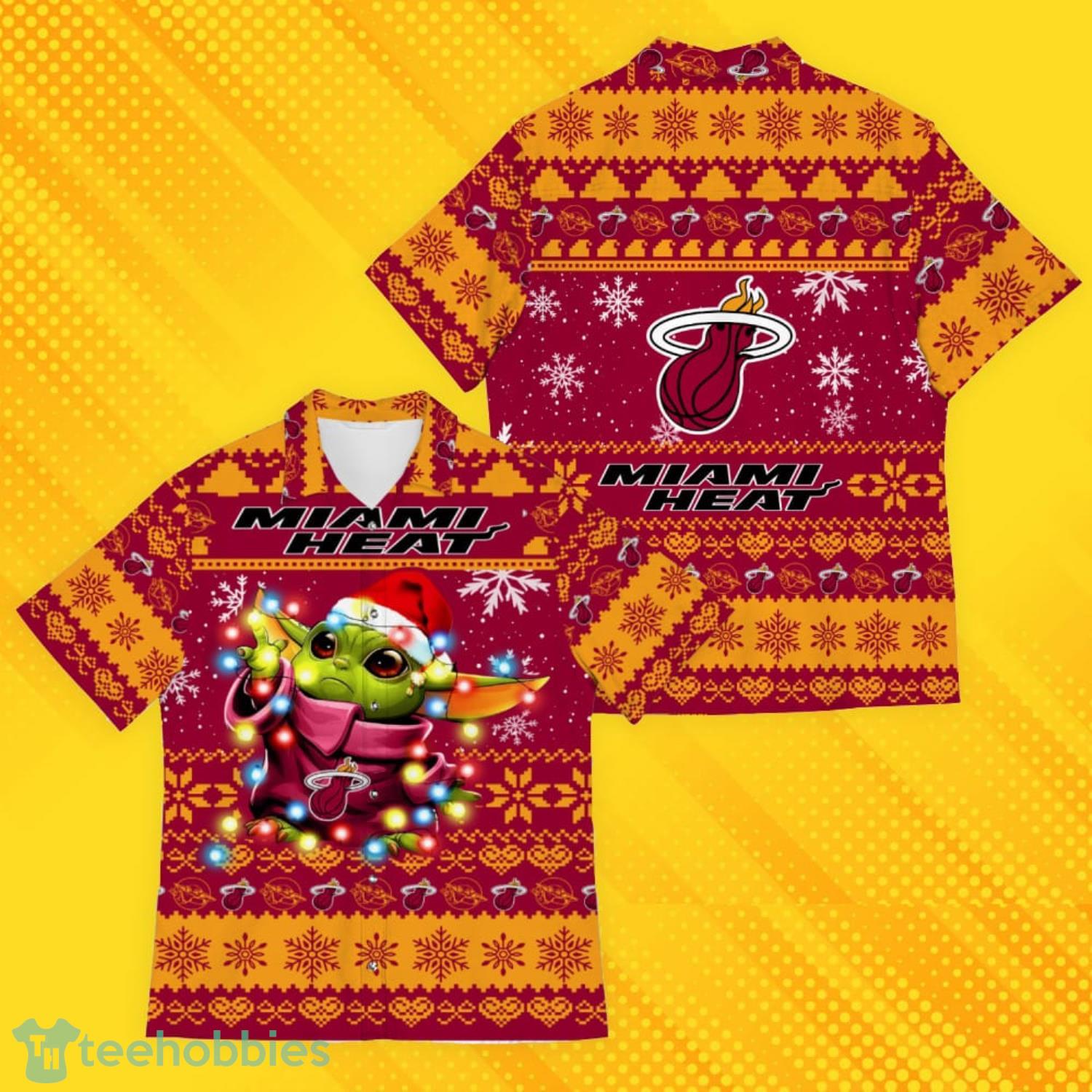 Miami Heat Baby Yoda Star Wars Ugly Christmas Sweater Pattern Hawaiian Shirt Product Photo 4