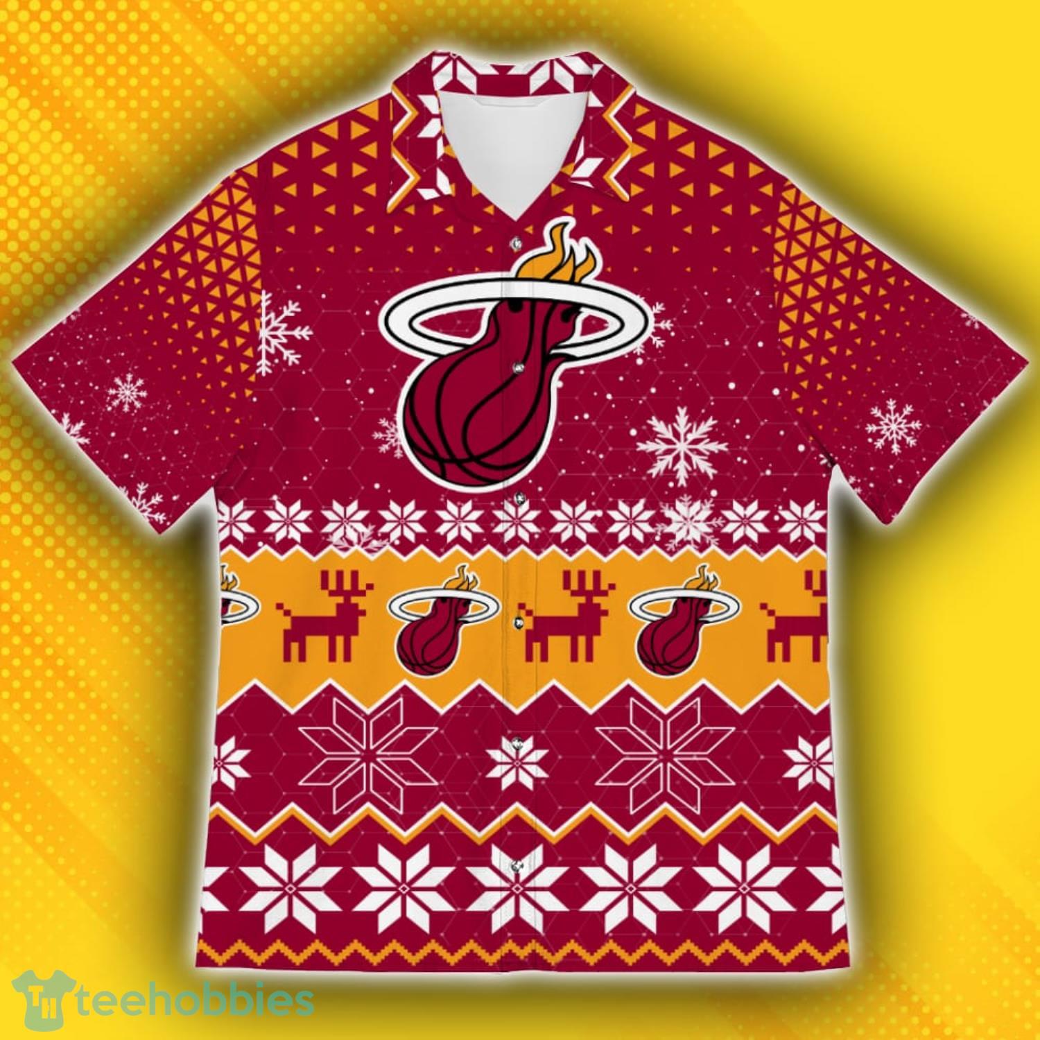 Miami Heat Ugly Christmas Sweater Pattern Hawaiian Shirt Product Photo 2
